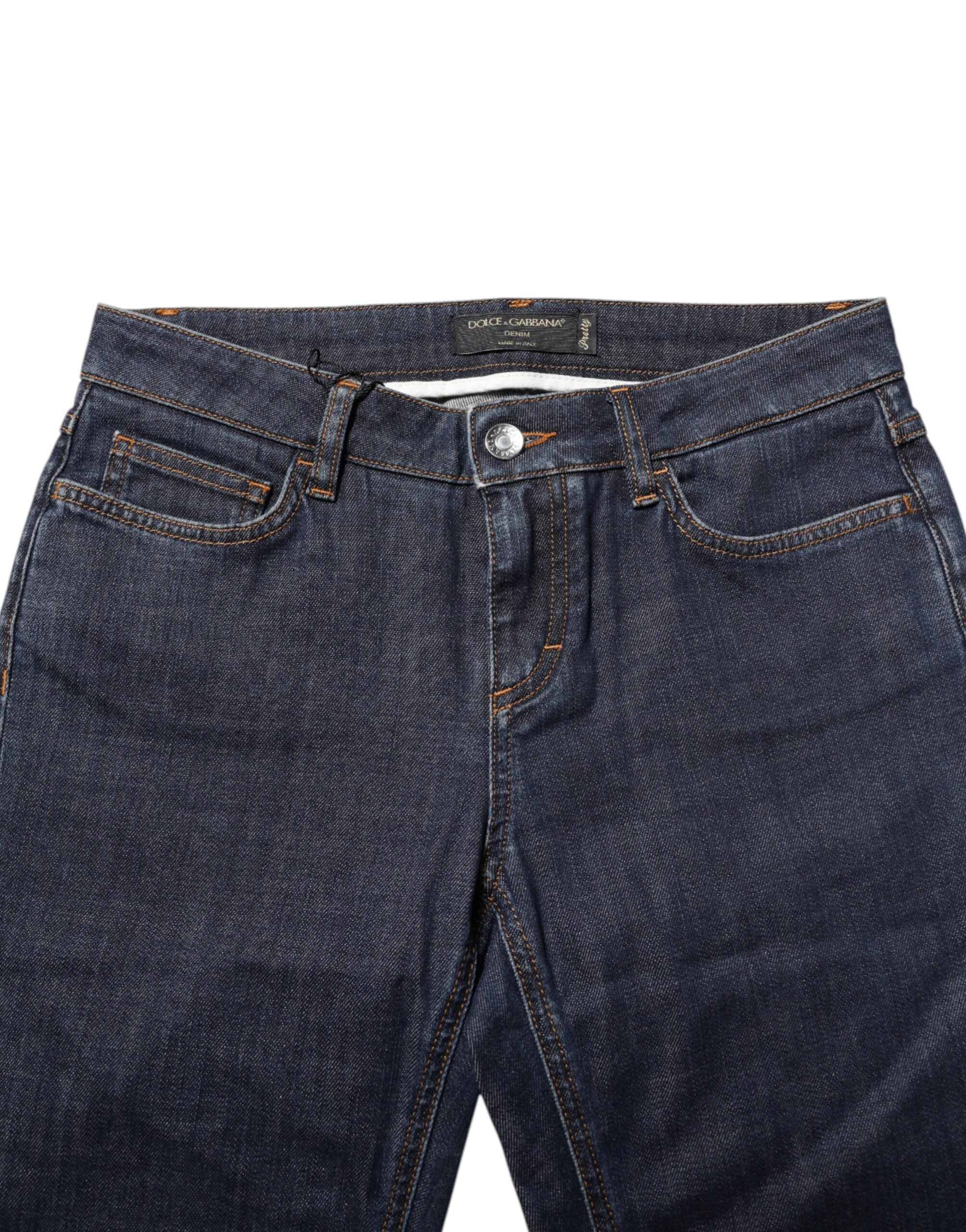 Dolce & Gabbana Blaue Skinny Denim-Jeans mit mittlerer Taille aus Baumwolle