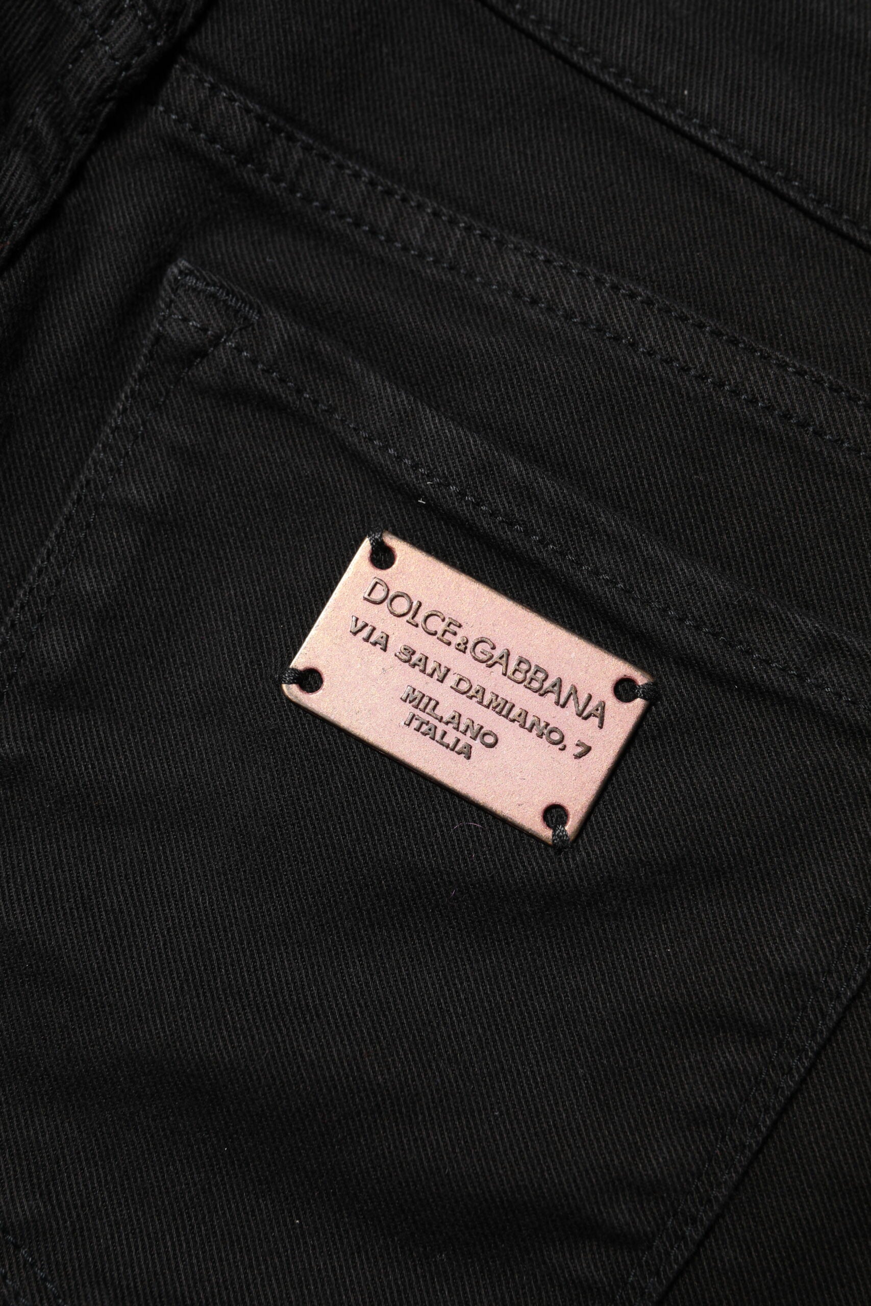 Dolce & Gabbana Schwarze Skinny Denim-Jeans mit mittlerer Taille aus Baumwolle