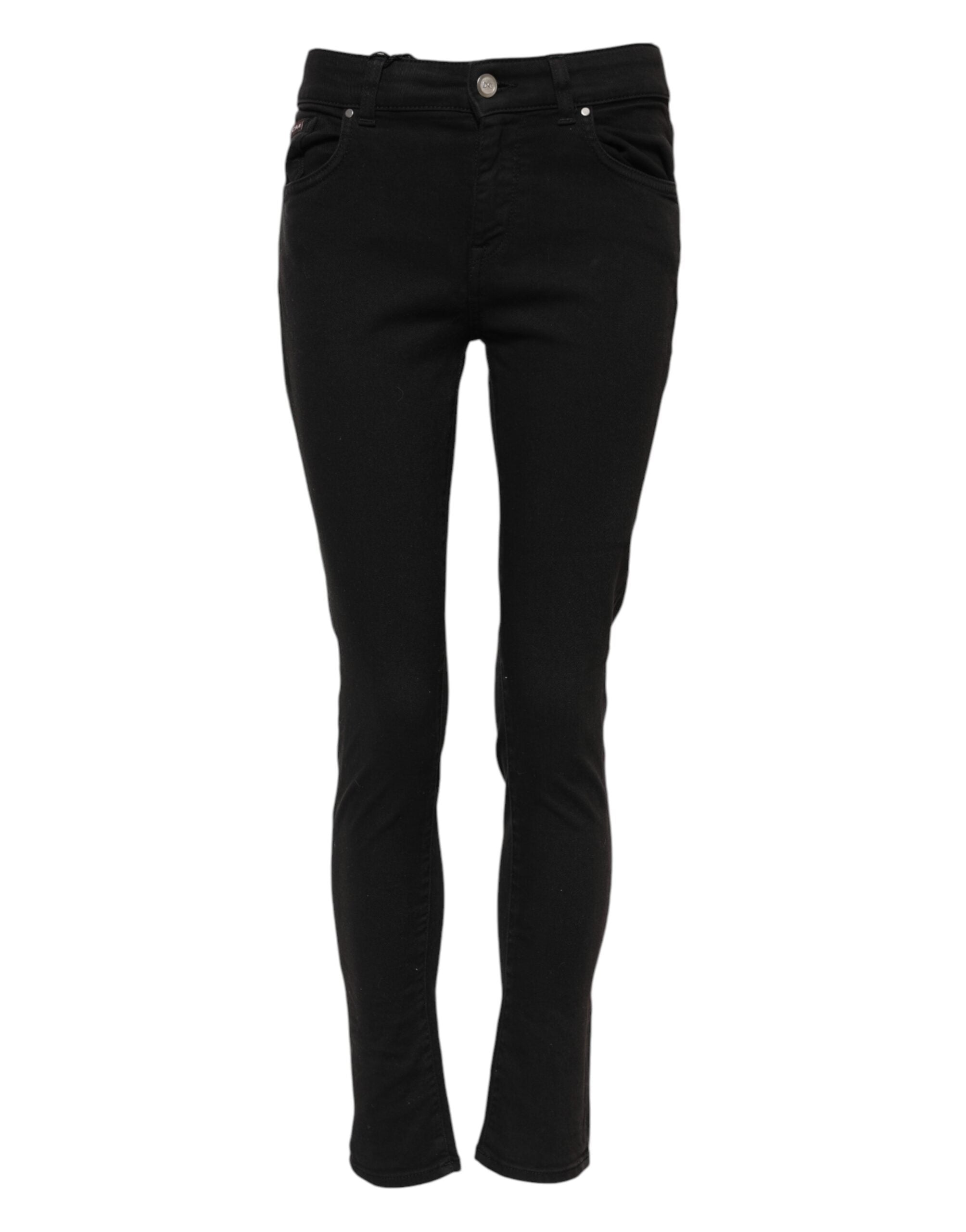 Dolce & Gabbana Schwarze Skinny Denim-Jeans mit mittlerer Taille aus Baumwolle