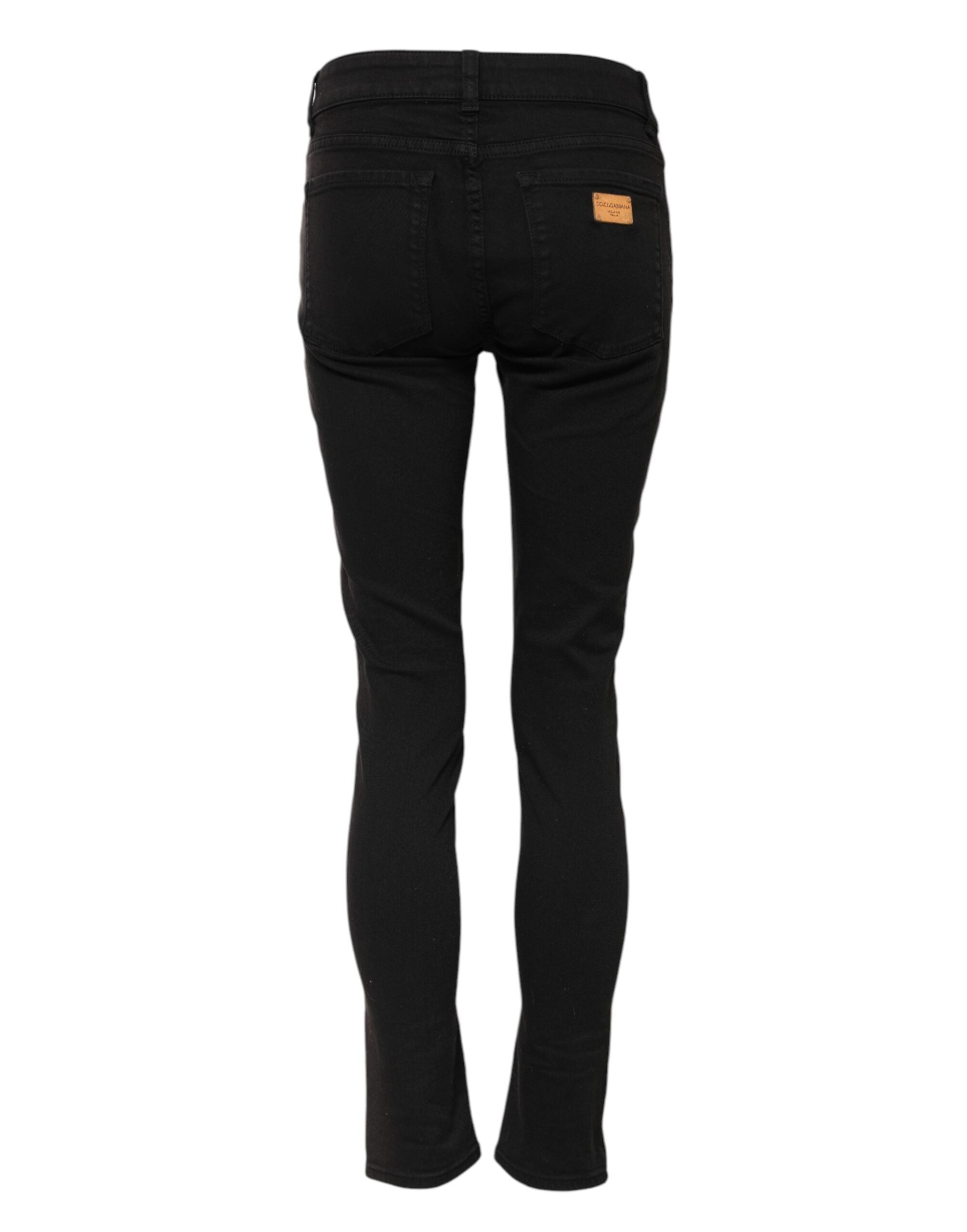 Dolce & Gabbana Schwarze Skinny Denim-Jeans mit mittlerer Taille aus Baumwolle