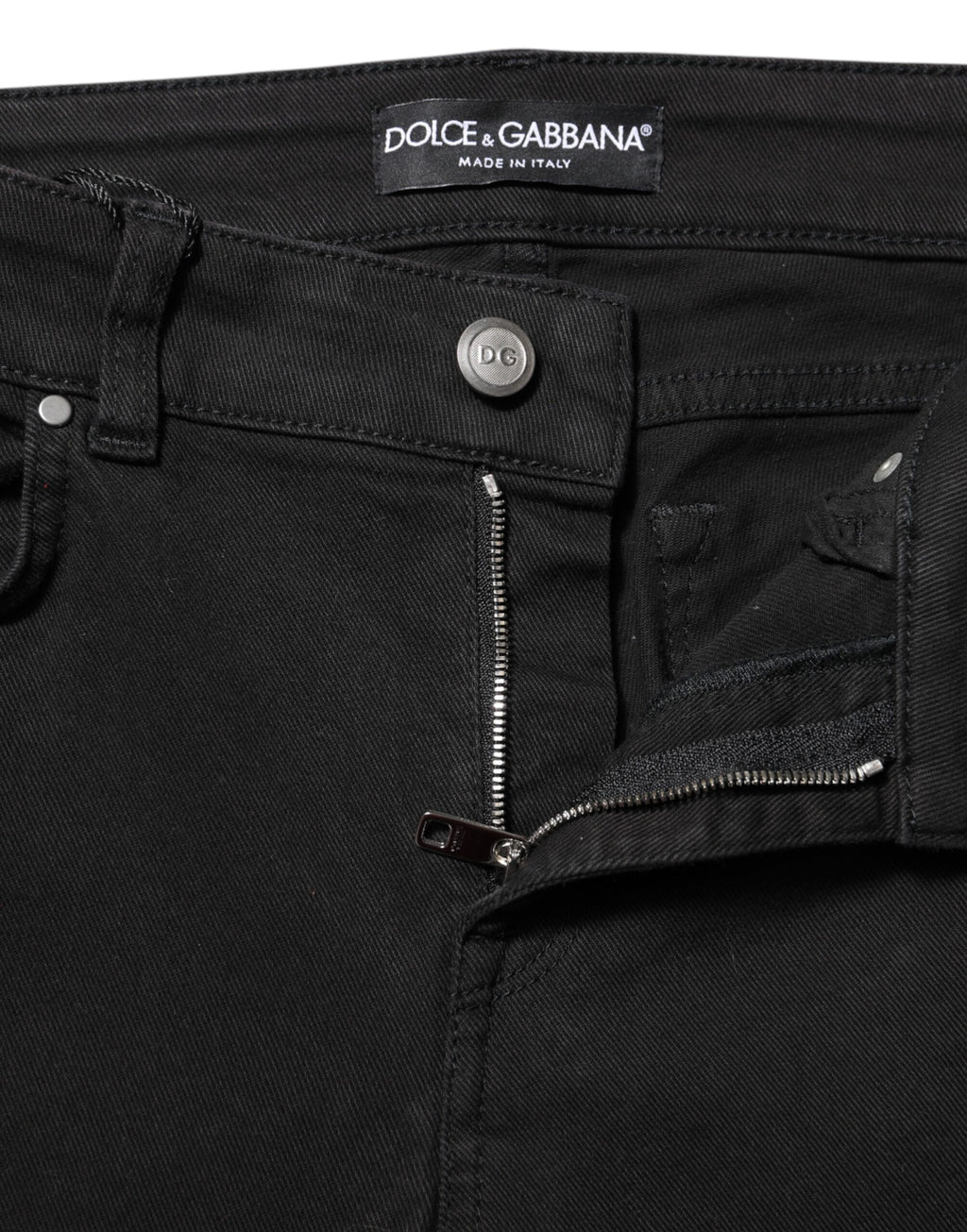 Dolce & Gabbana Schwarze Skinny Denim-Jeans mit mittlerer Taille aus Baumwolle