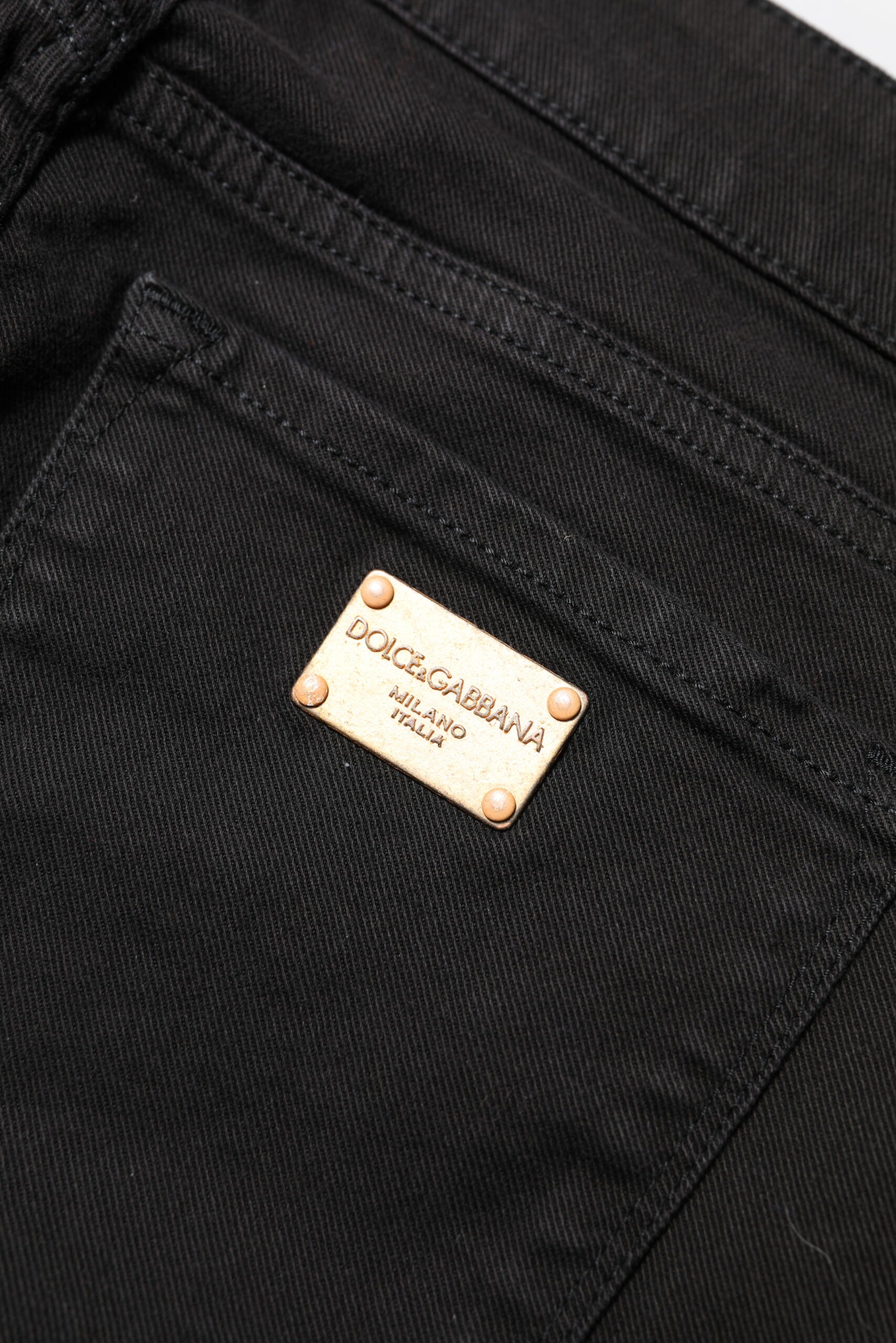 Dolce & Gabbana Schwarze Skinny Denim-Jeans mit mittlerer Taille aus Baumwolle