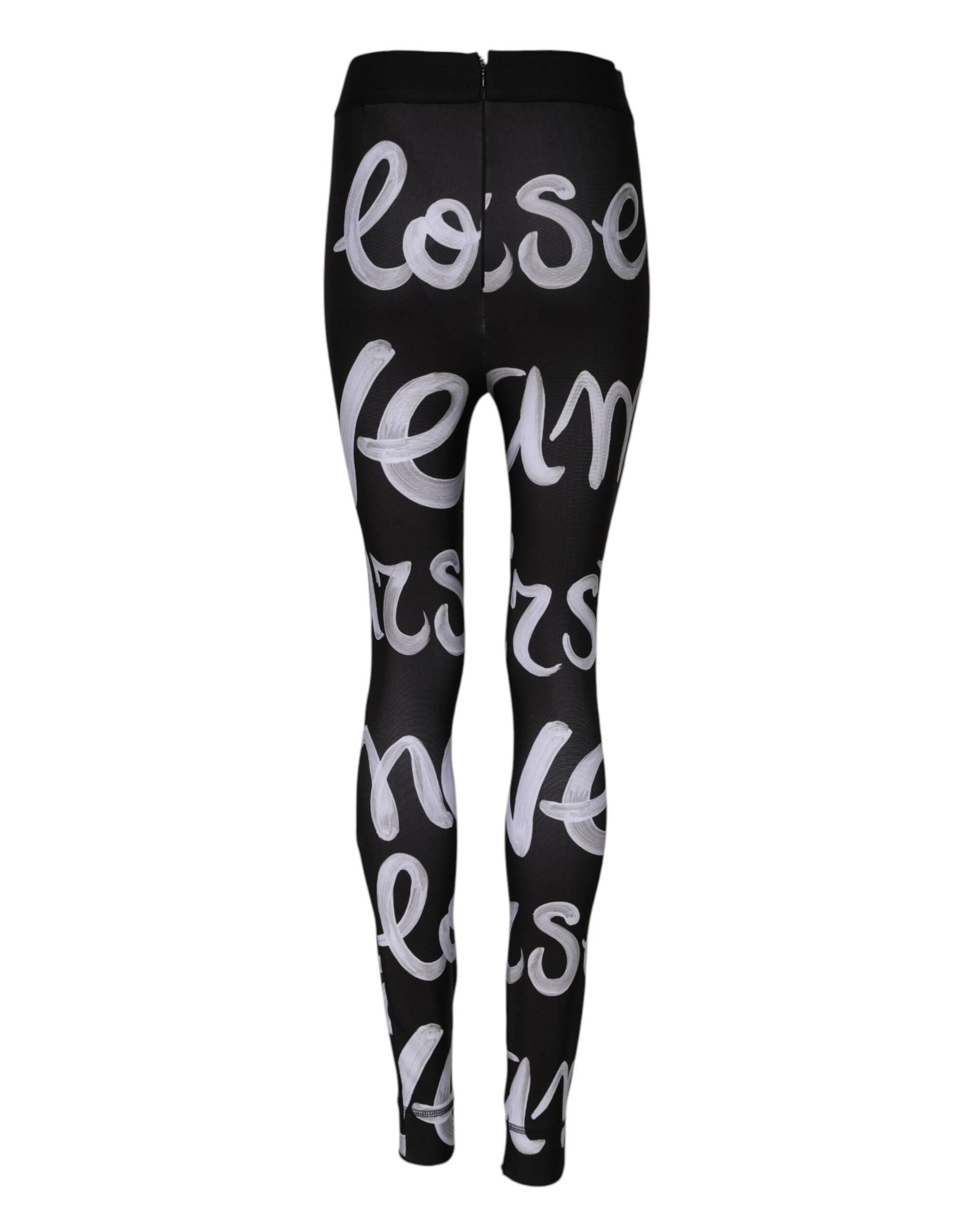 Dolce & Gabbana Schwarze Polyester-Logo-Druck-Hose mit mittlerer Taille