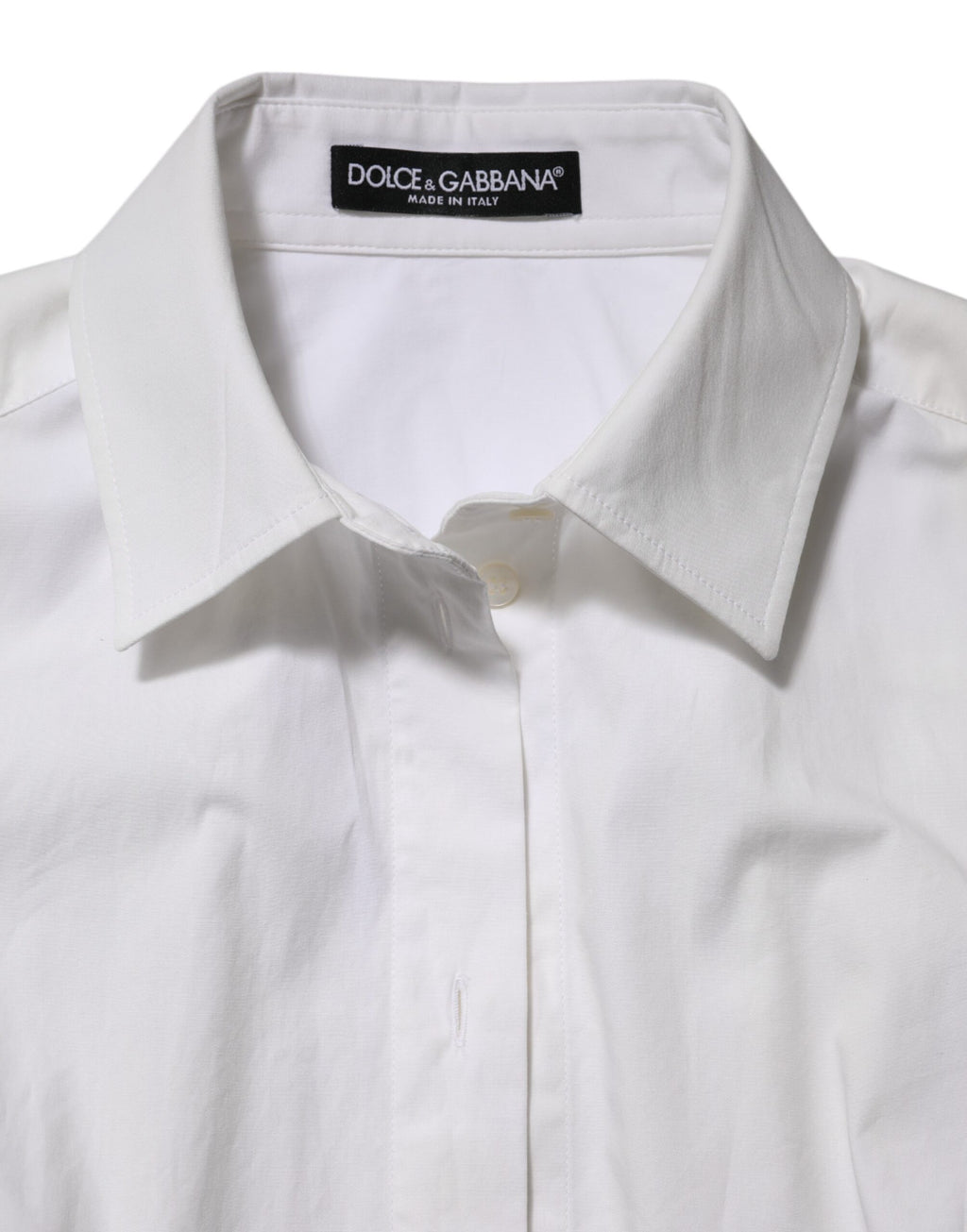 Dolce & Gabbana Weißes Baumwollhemd mit langen Ärmeln und Kragen