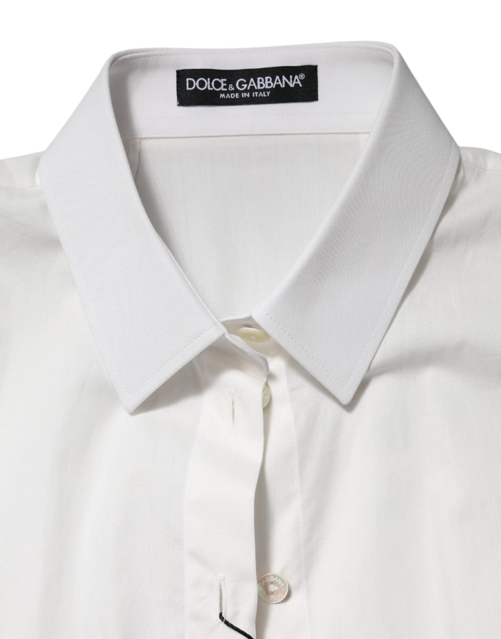 Dolce & Gabbana Weißes Baumwoll-Shirt mit kurzen Ärmeln und Kragen
