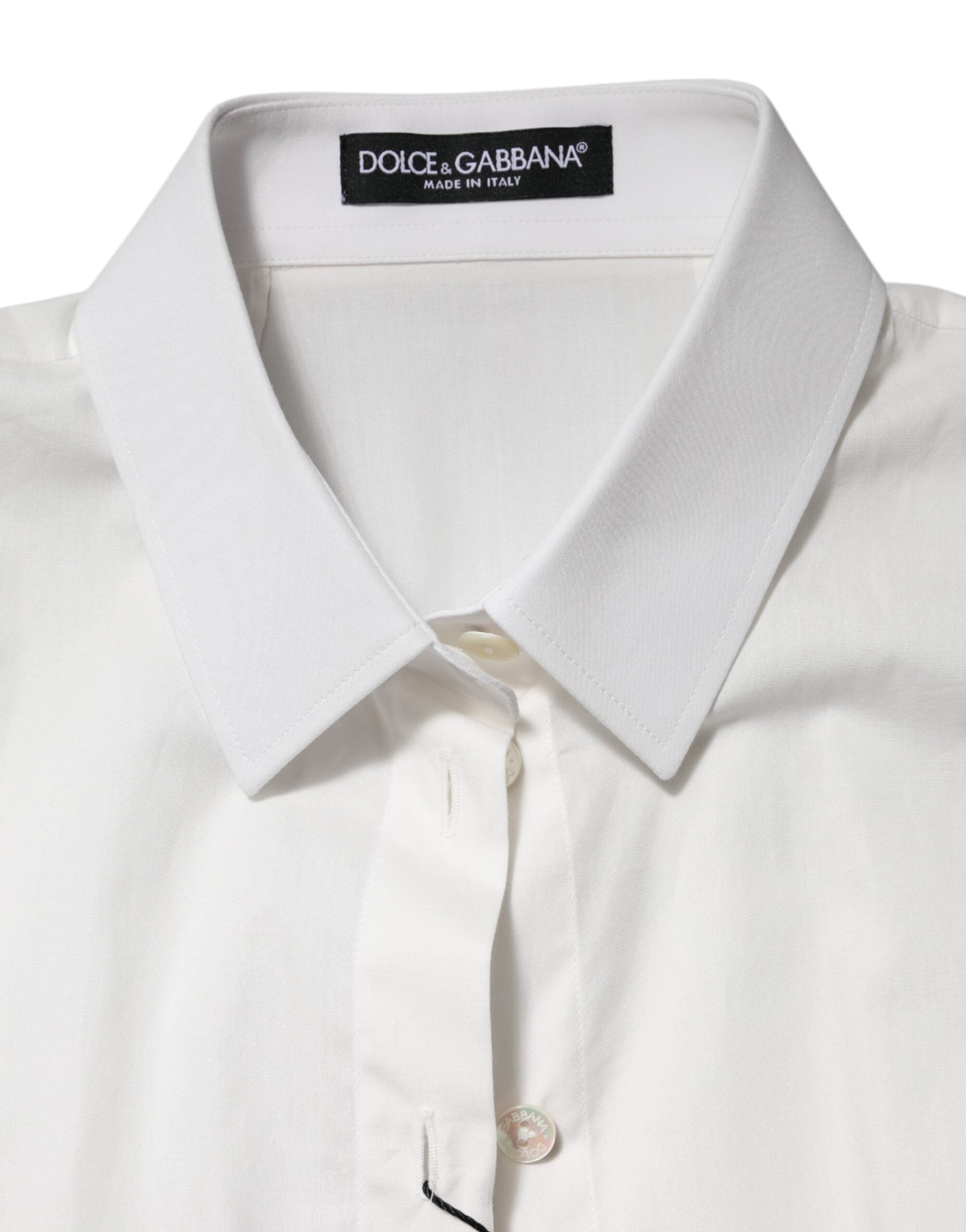 Dolce & Gabbana Weißes Baumwoll-Shirt mit kurzen Ärmeln und Kragen