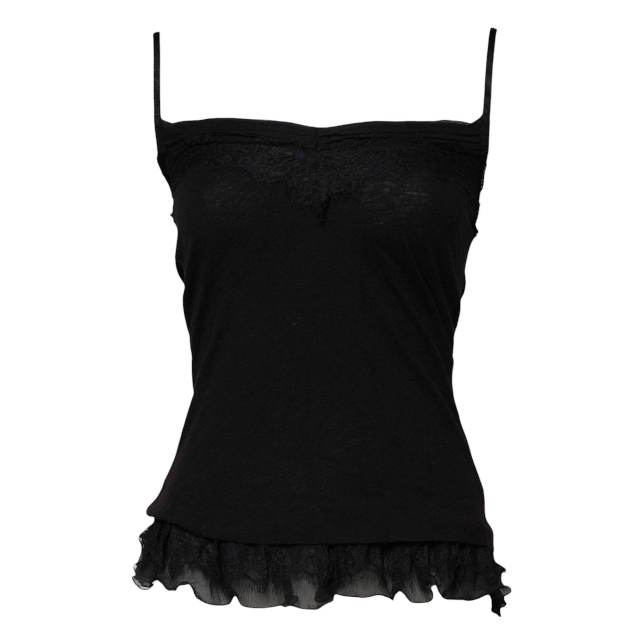 Scervino Street Schwarzes ärmelloses Tanktop aus Wolle mit quadratischem Ausschnitt