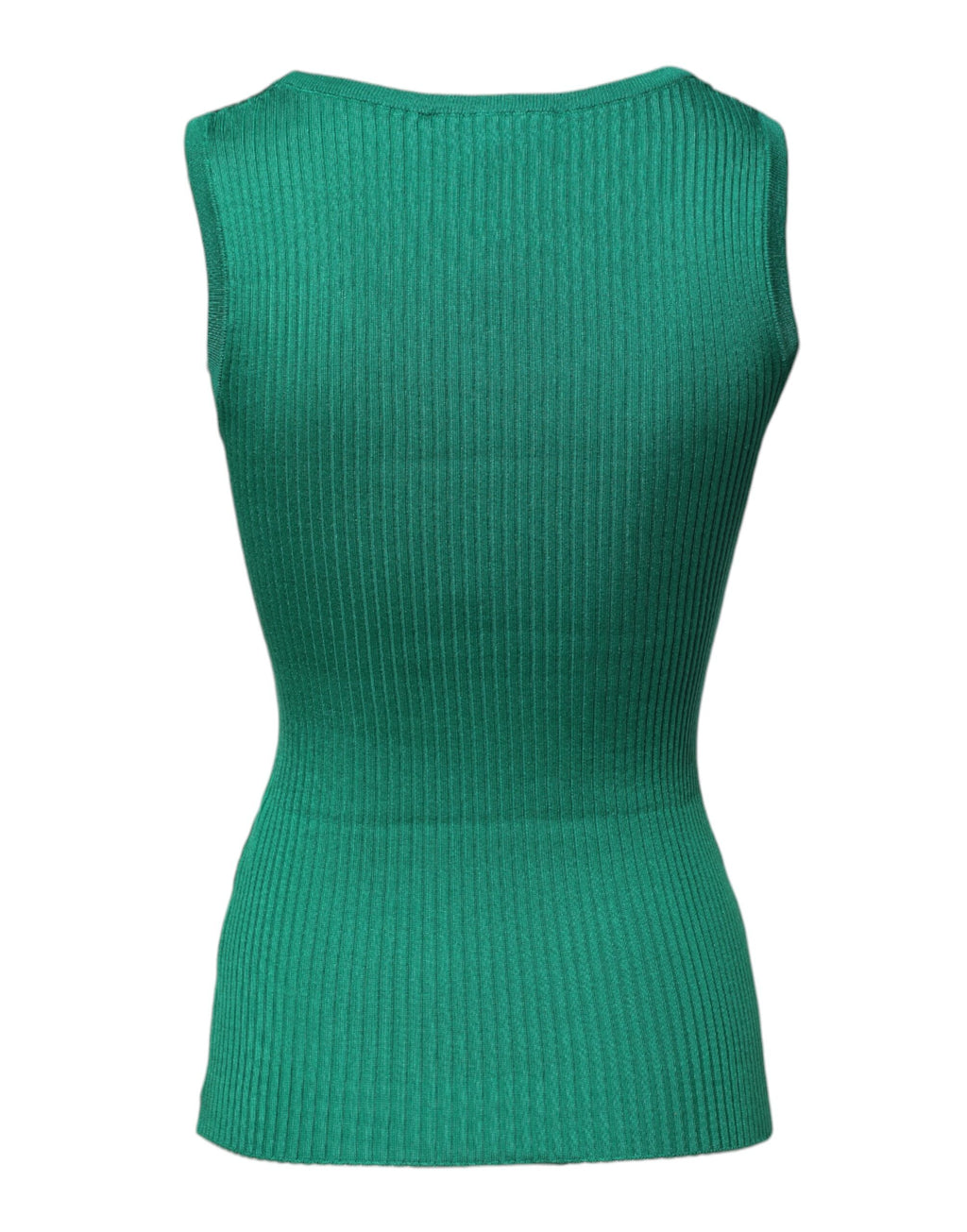 Dolce & Gabbana Grünes ärmelloses Tank-Top aus Seide mit Rundhalsausschnitt
