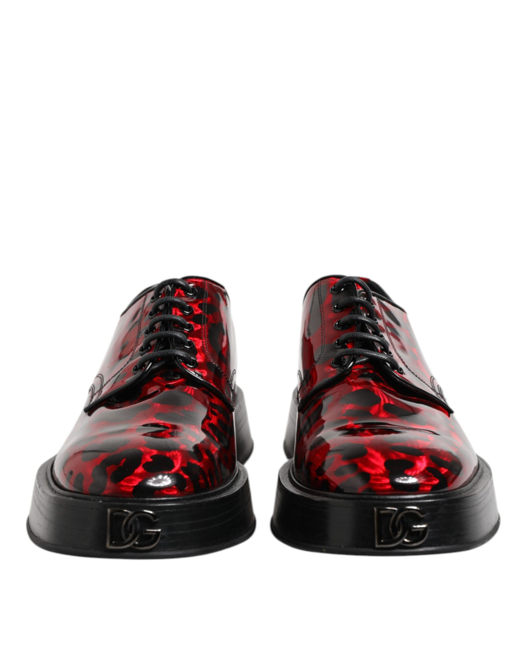 Dolce & Gabbana Rot Leopard Derby Formal Männer Kleid Schuhe