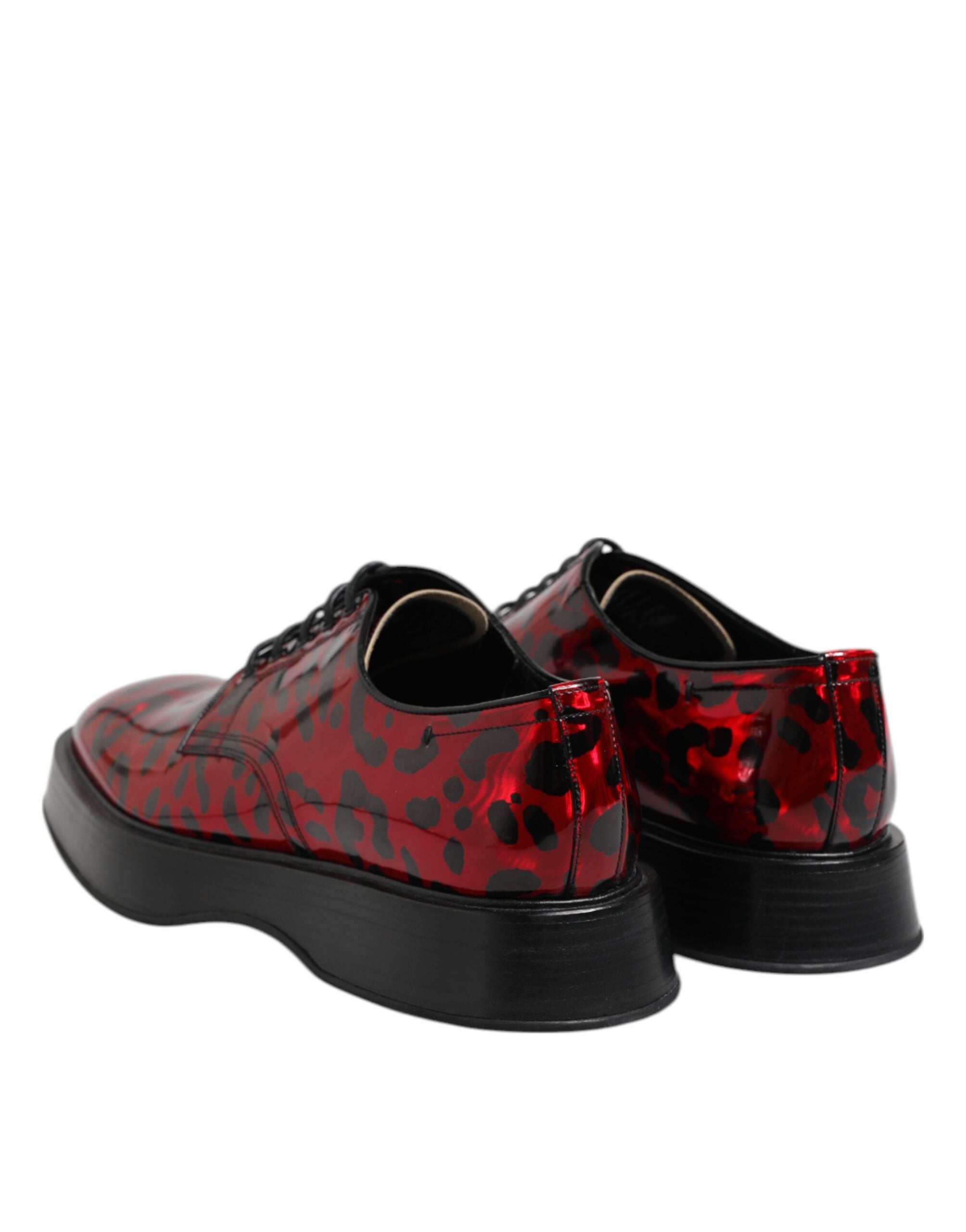 Dolce & Gabbana Rot Leopard Derby Formal Männer Kleid Schuhe