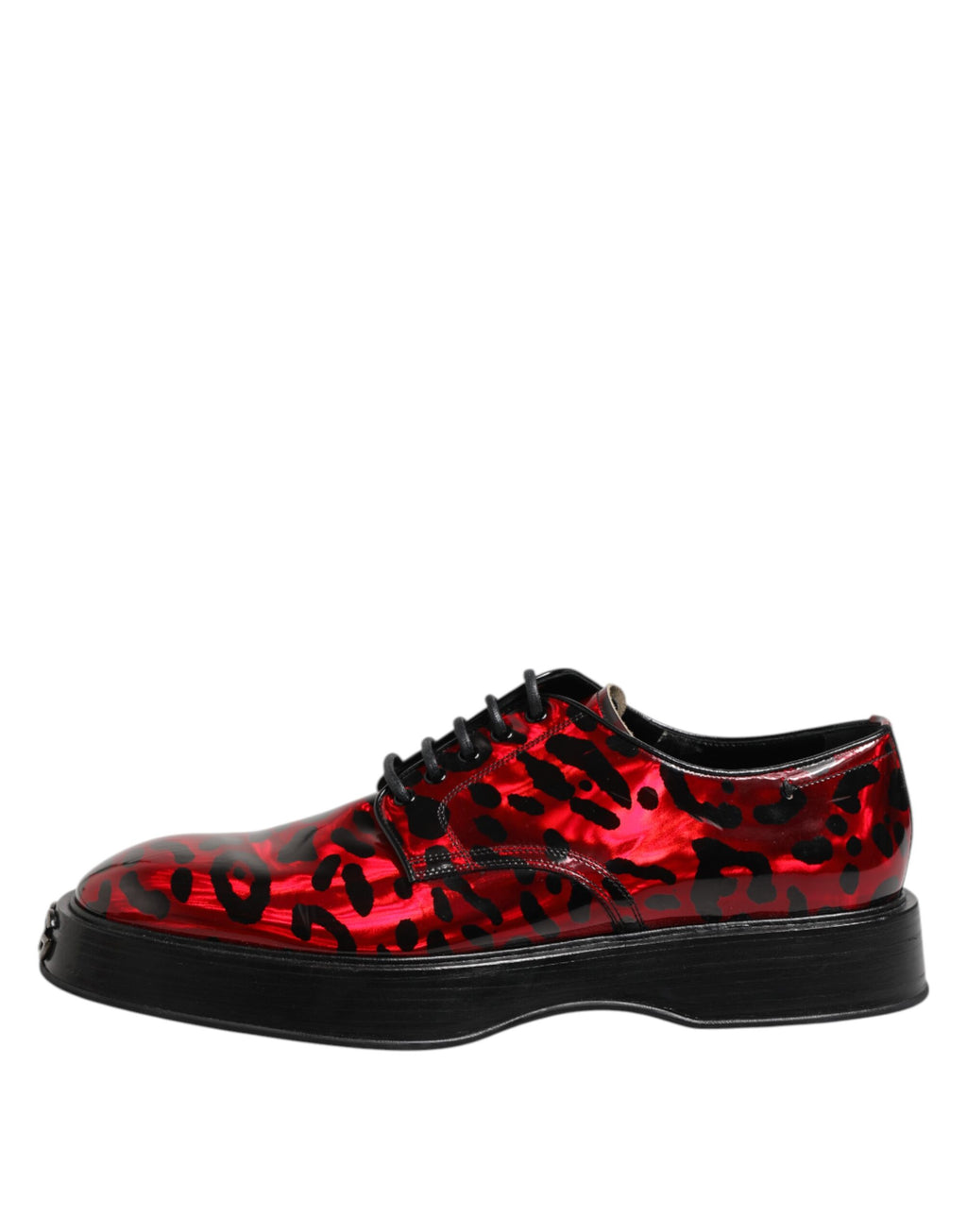 Dolce & Gabbana Rot Leopard Derby Formal Männer Kleid Schuhe