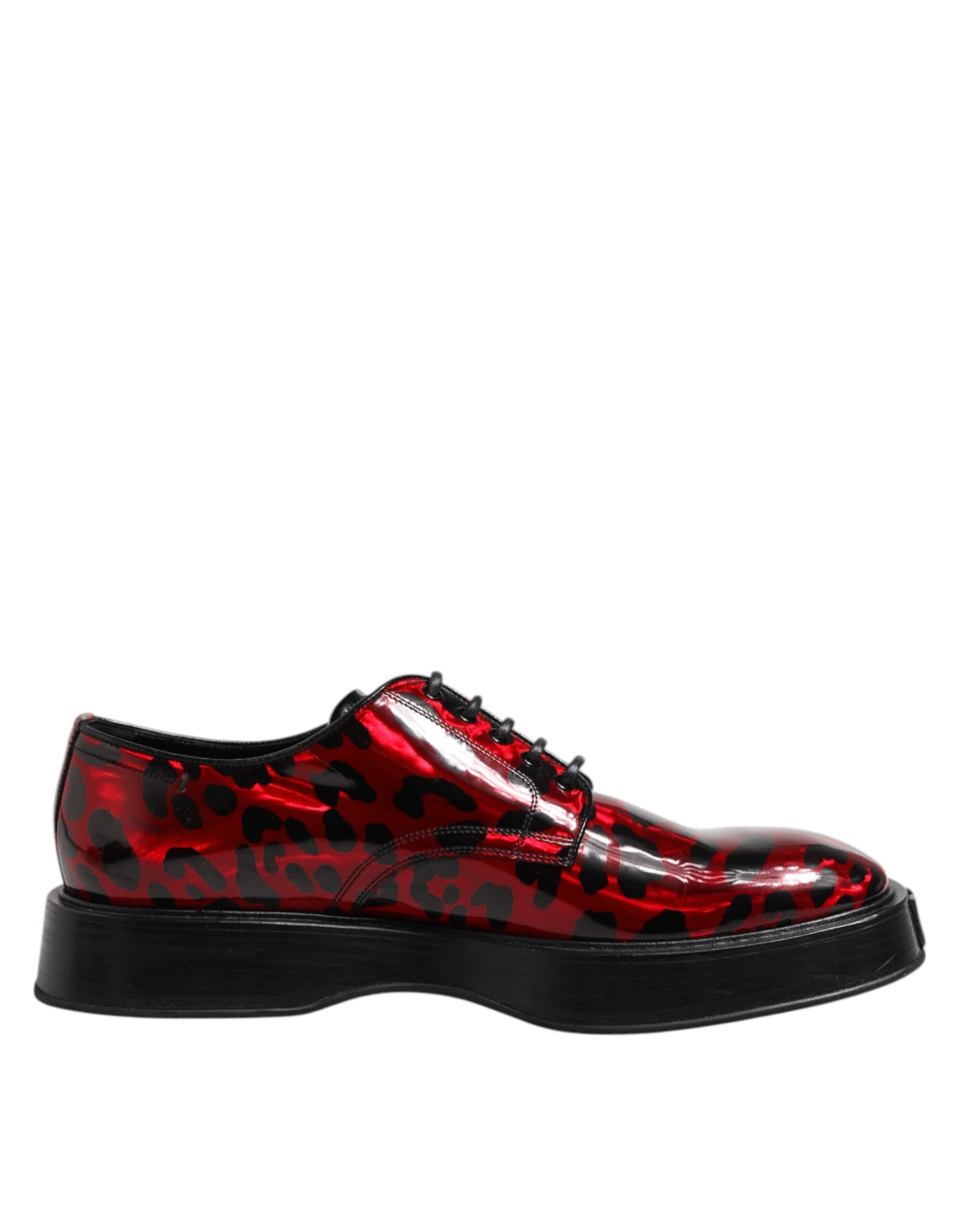 Dolce & Gabbana Rot Leopard Derby Formal Männer Kleid Schuhe