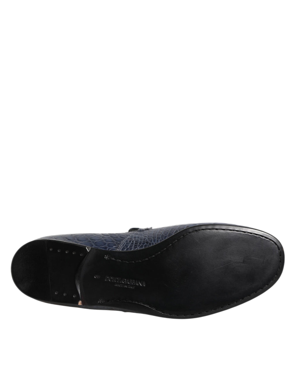 Dolce & Gabbana Blauwe Exotische Leren Instappers Heren Nette Schoenen