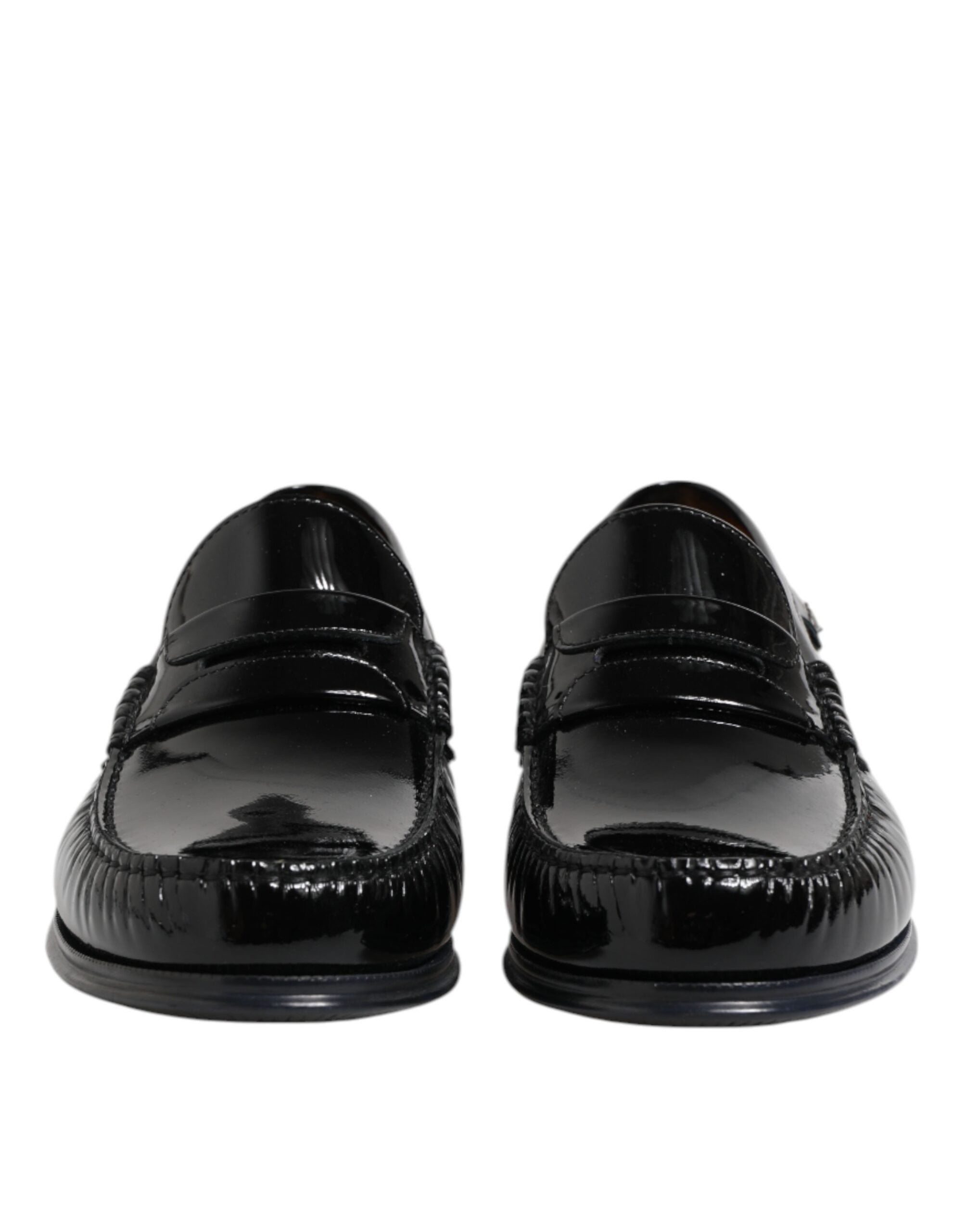 Dolce & Gabbana Schwarz Leder Slip On Loafers Kleid Schuhe