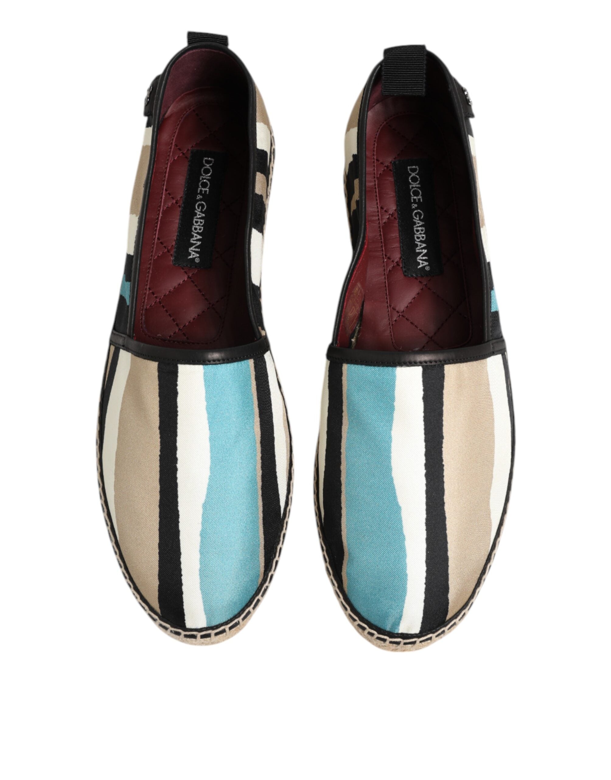 Dolce & Gabbana Mehrfarbig gestreifte flache Espadrille-Schuhe aus Canvas