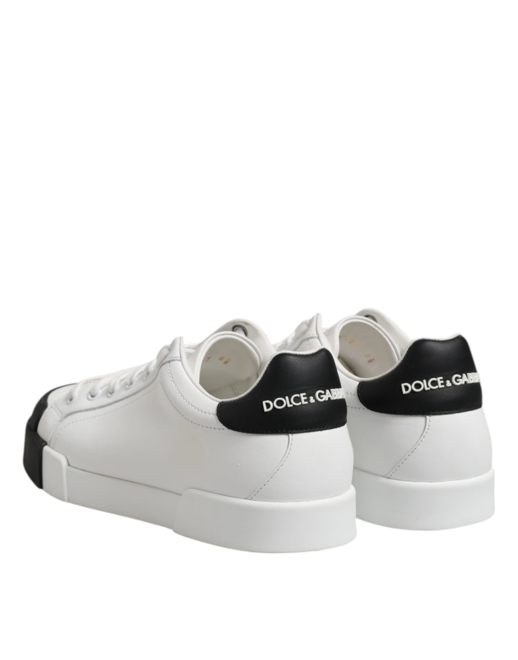 Dolce & Gabbana Weiß Schwarz Logo Leder Lace Up Sneakers Schuhe