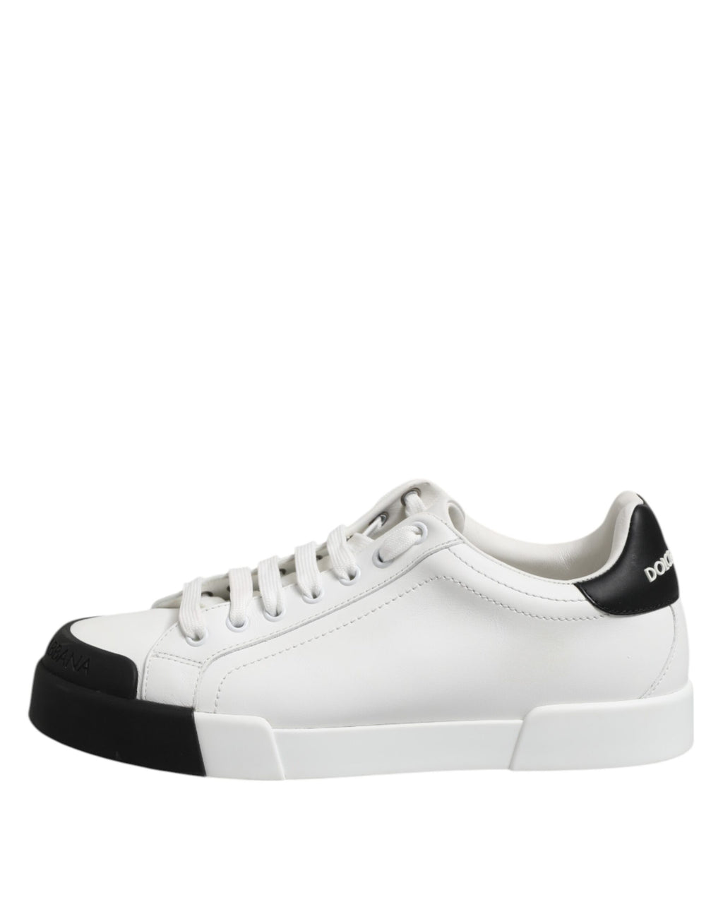 Dolce & Gabbana Weiß Schwarz Logo Leder Lace Up Sneakers Schuhe