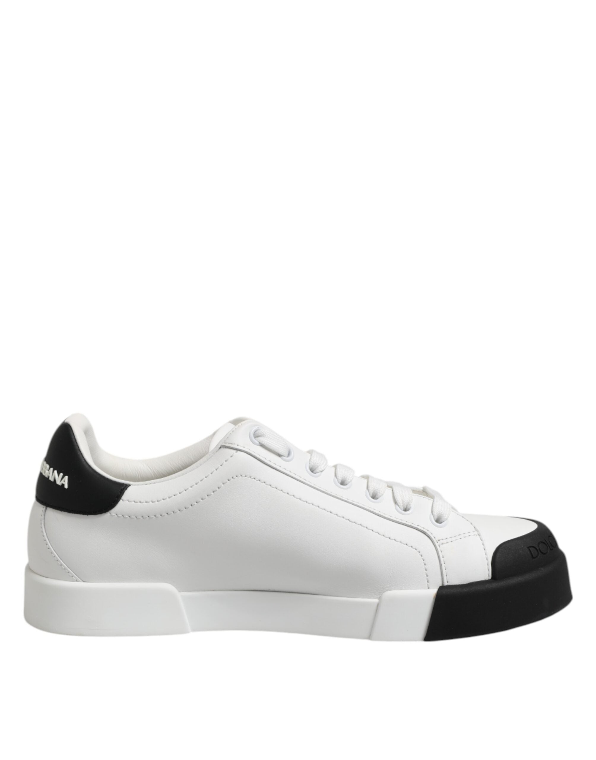 Dolce & Gabbana Weiß Schwarz Logo Leder Lace Up Sneakers Schuhe