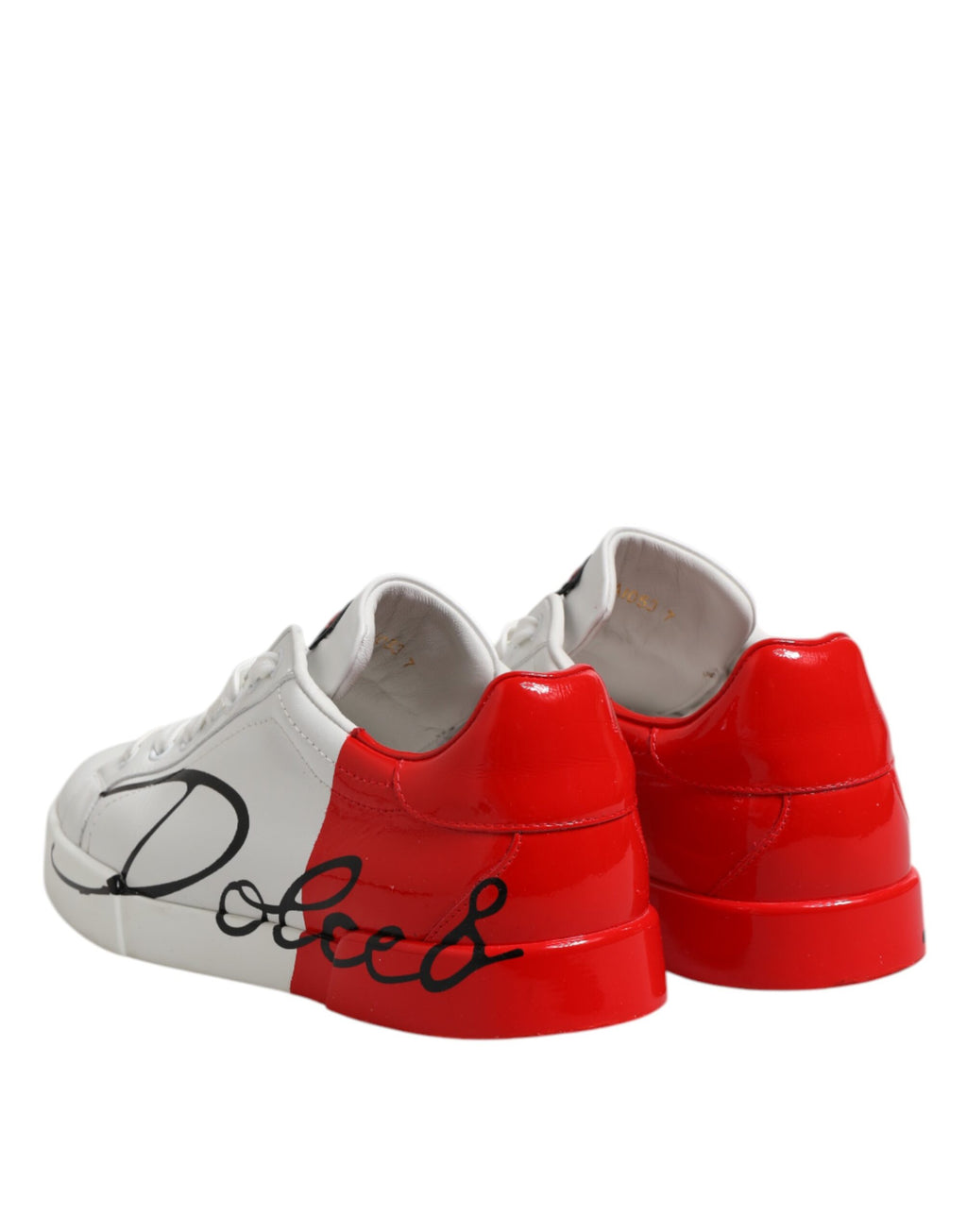 Dolce & Gabbana Weiß Rot Logo Low Top Leder Turnschuhe Schuhe
