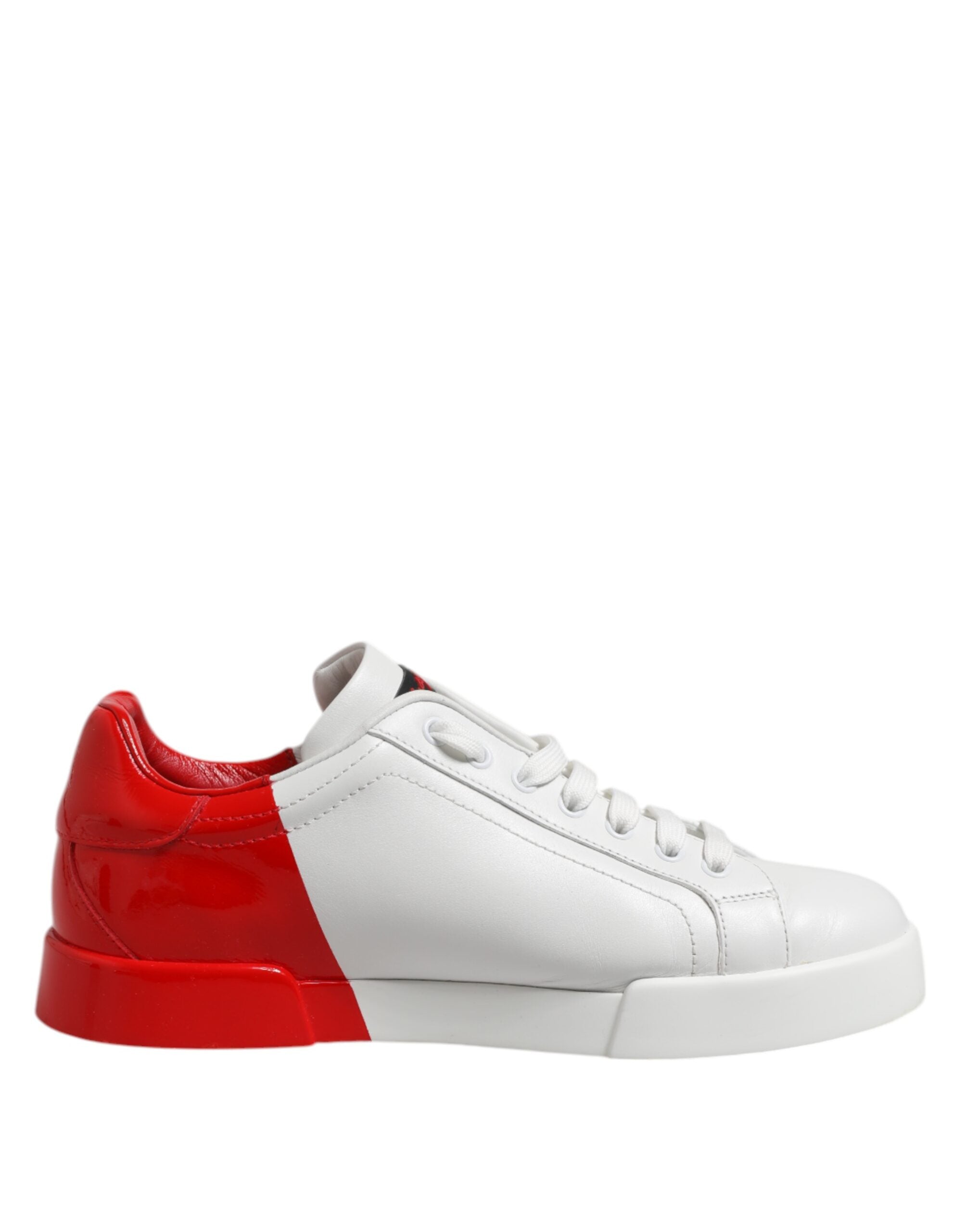 Dolce & Gabbana Weiß Rot Logo Low Top Leder Turnschuhe Schuhe