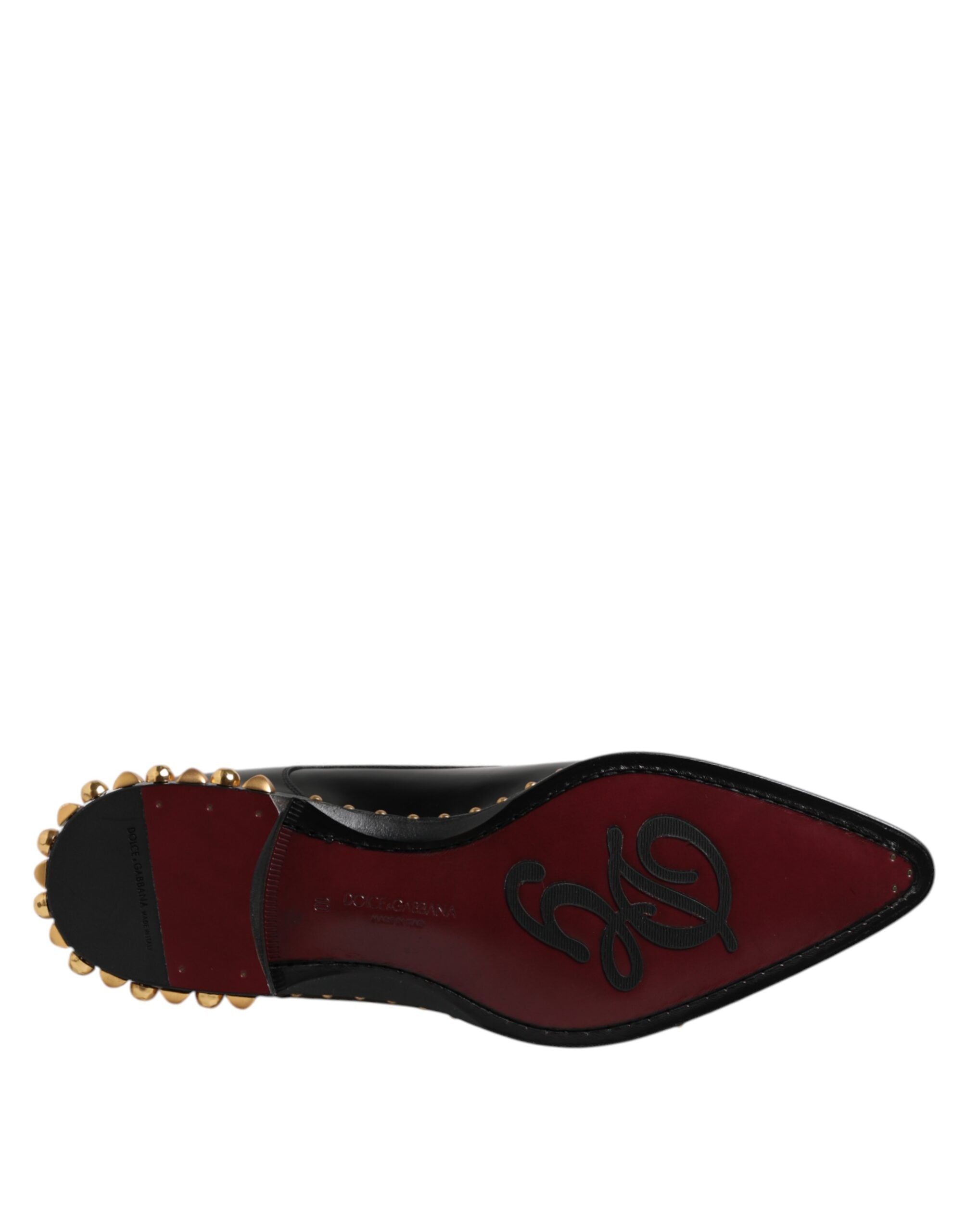 Dolce & Gabbana Schwarz Leder Nieten Derby Männer Kleid Schuhe