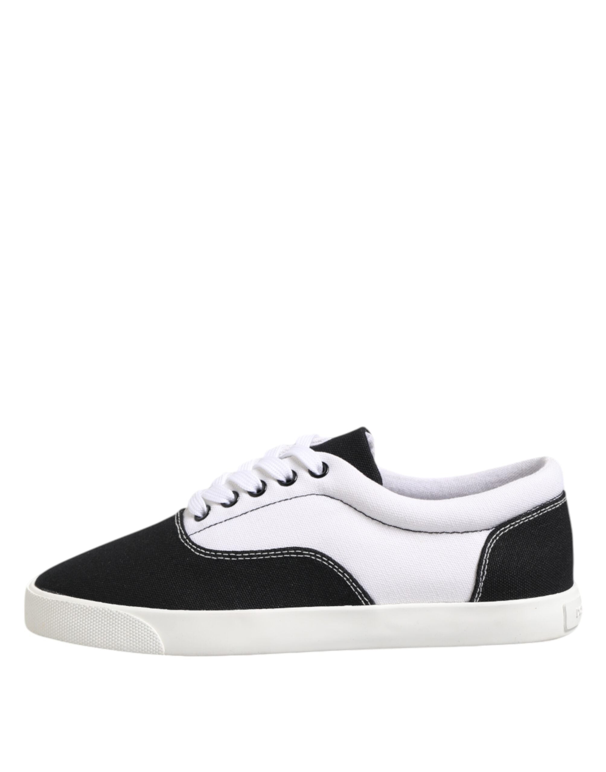 Dolce & Gabbana Schwarz Baumwolle Canvas Lace Up Männer Turnschuhe Schuhe