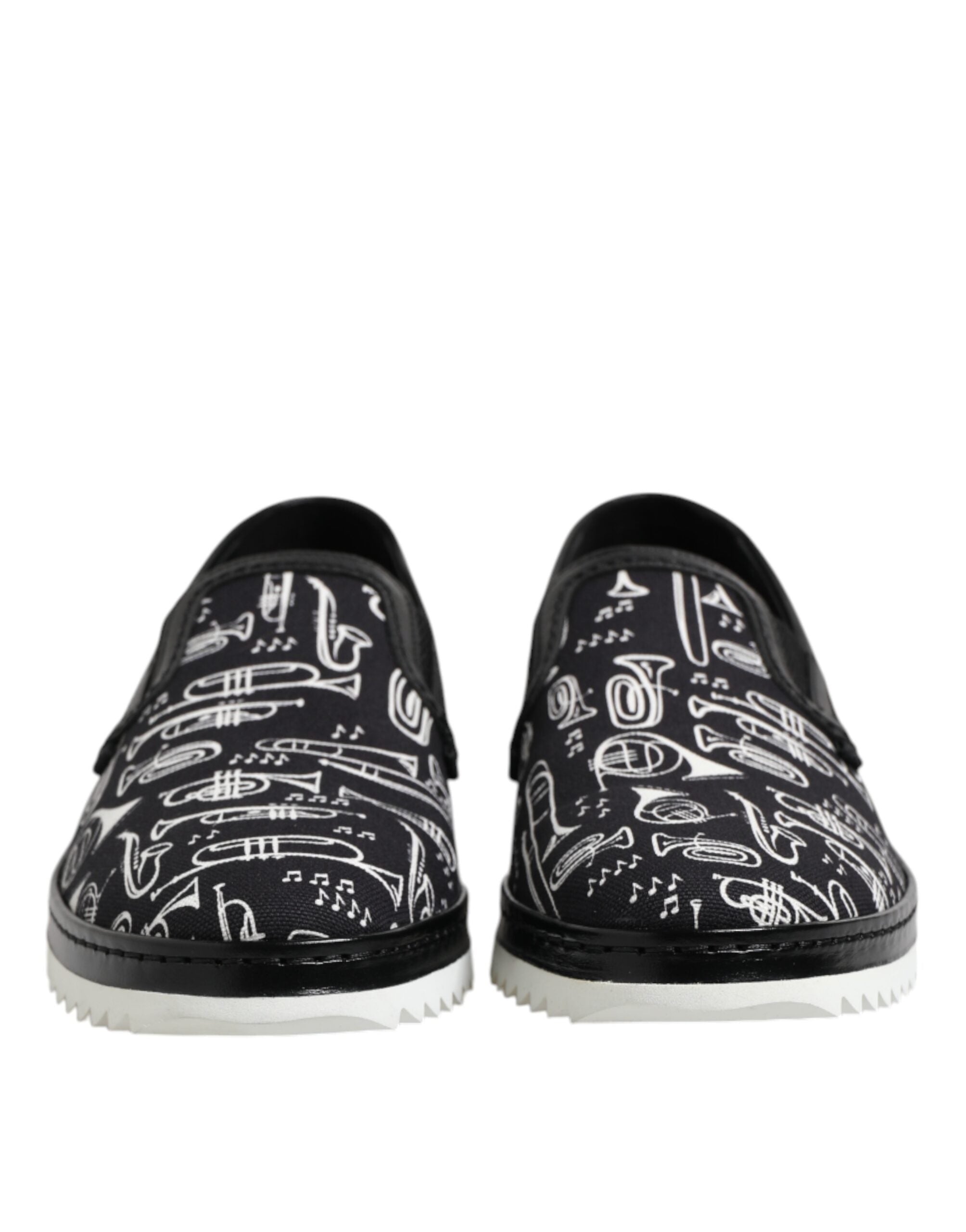 Dolce & Gabbana Schwarz Slip On Bedruckte Männer Loafers Schuhe
