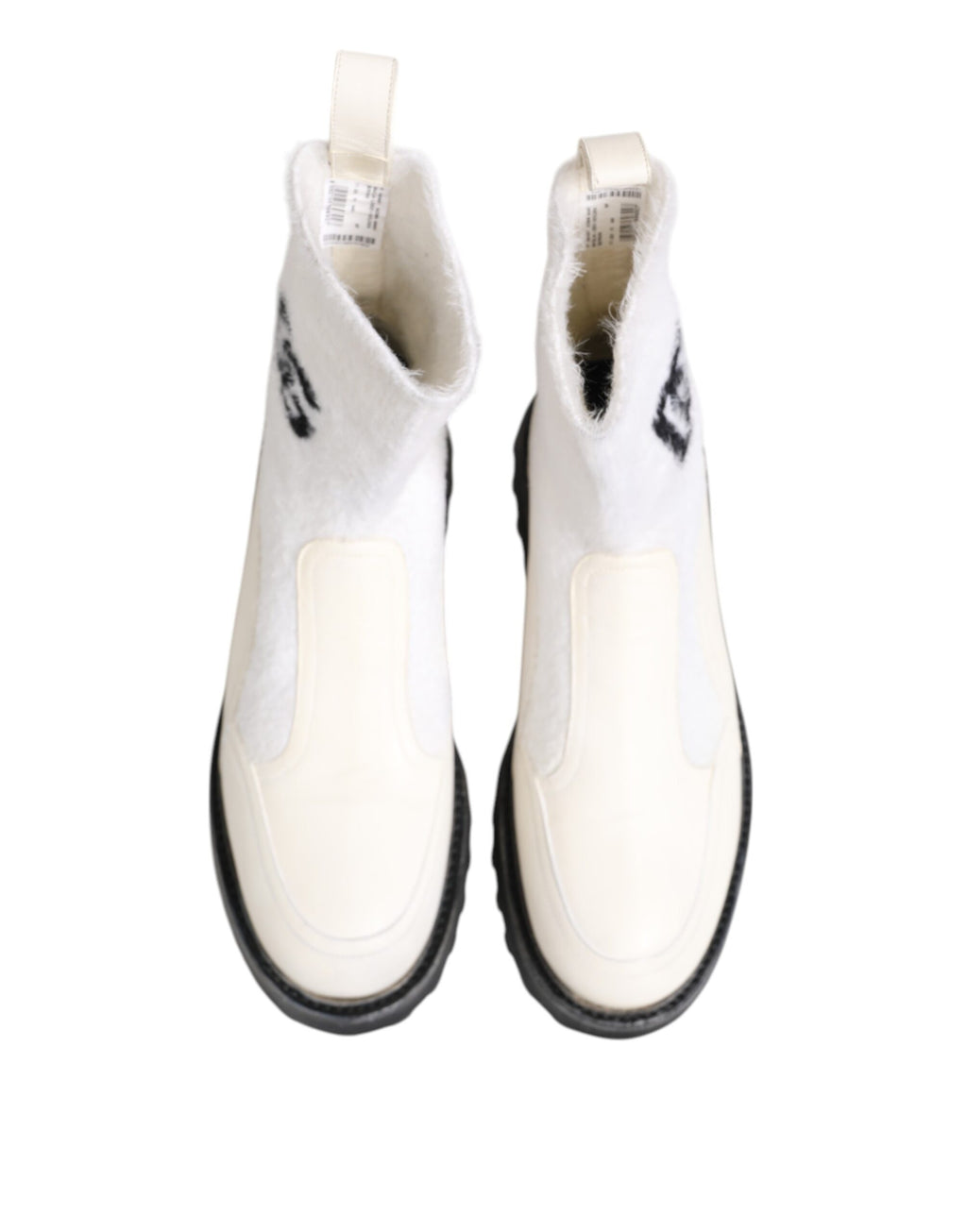 Dolce & Gabbana Weiß Beige DG Logo Mid Calf Stiefel Schuhe