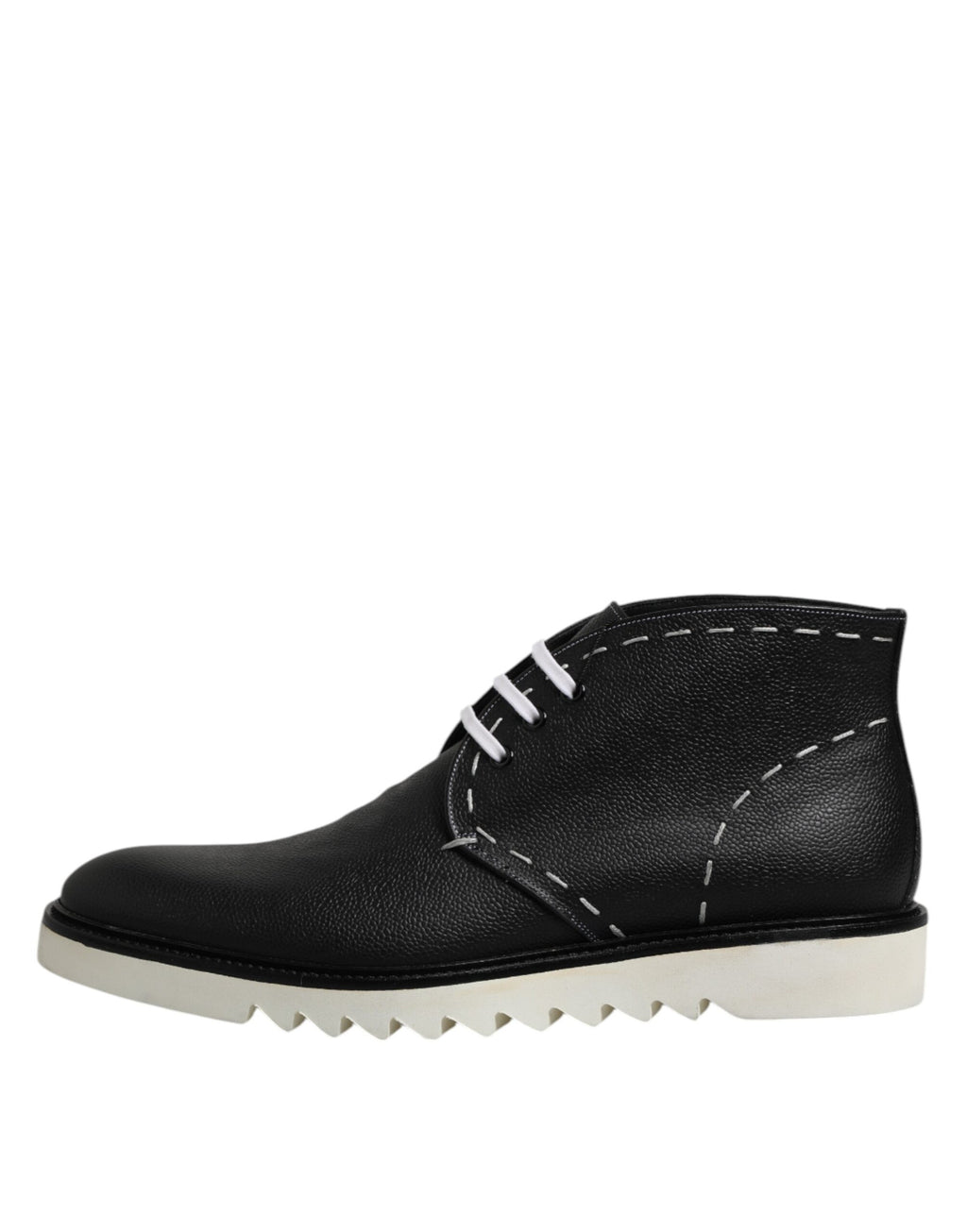 Dolce & Gabbana Zwart Witte Leren Enkellaarsjes Schoenen