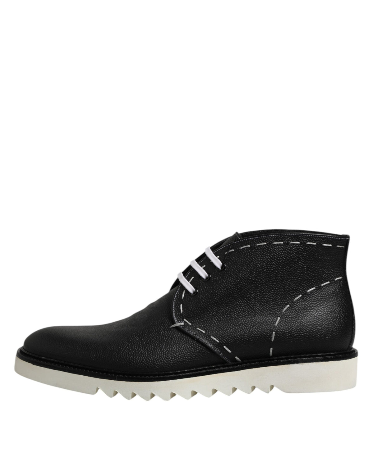 Dolce & Gabbana Zwart Witte Leren Enkellaarsjes Schoenen