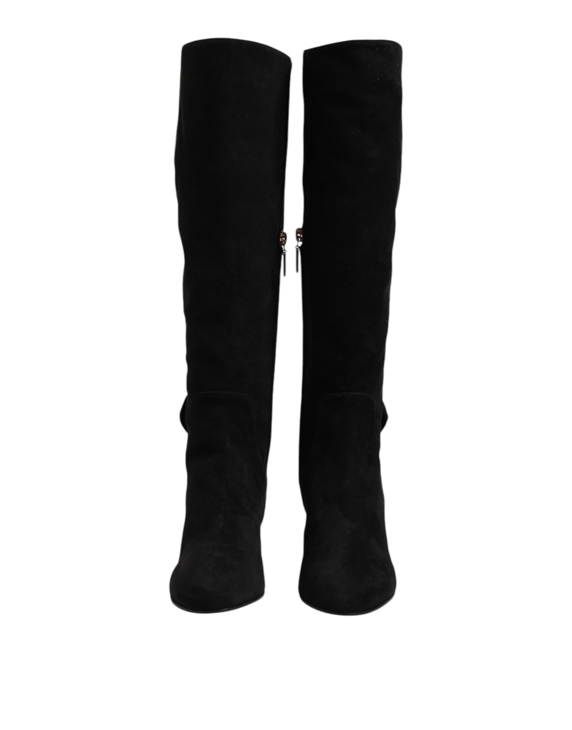 Dolce & Gabbana Schwarze kniehohe Stiefel aus Wildleder Schuhe