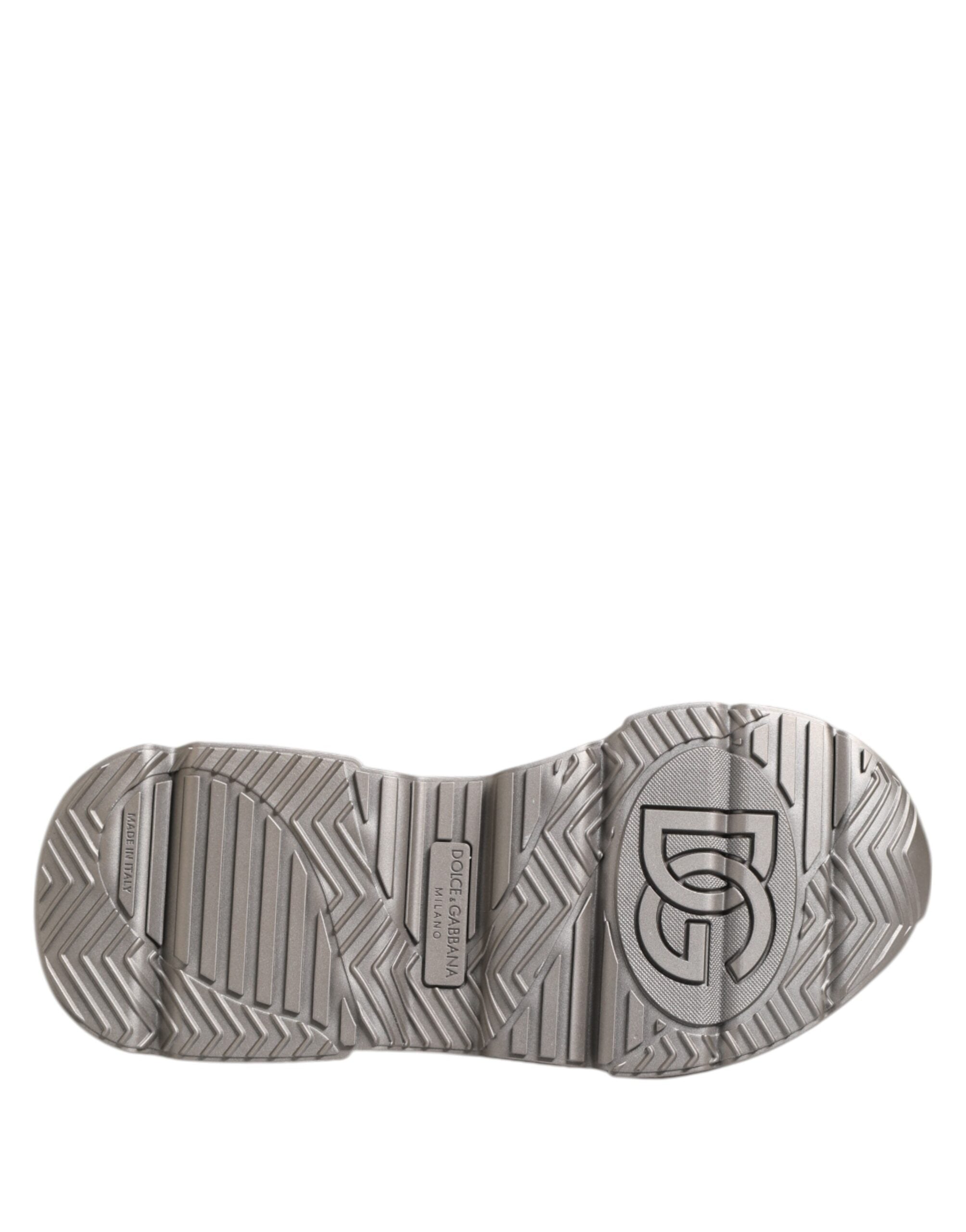 Dolce & Gabbana Silber DAYMASTER Leder Männer Turnschuhe Schuhe