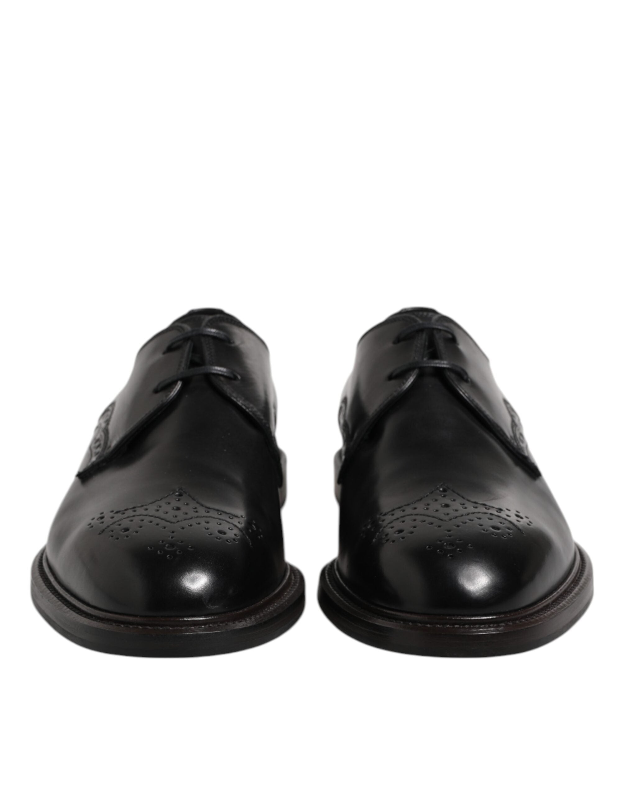 Dolce & Gabbana Schwarzes Leder Derby Wingtip Formelle Schuhe
