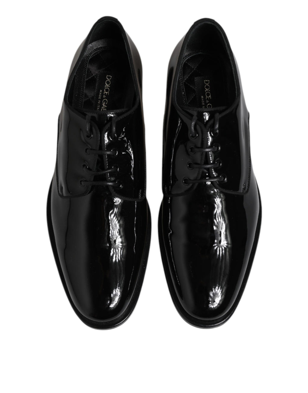 Dolce & Gabbana Schwarze Lackleder Derby-Schuhe für formelle Anlässe