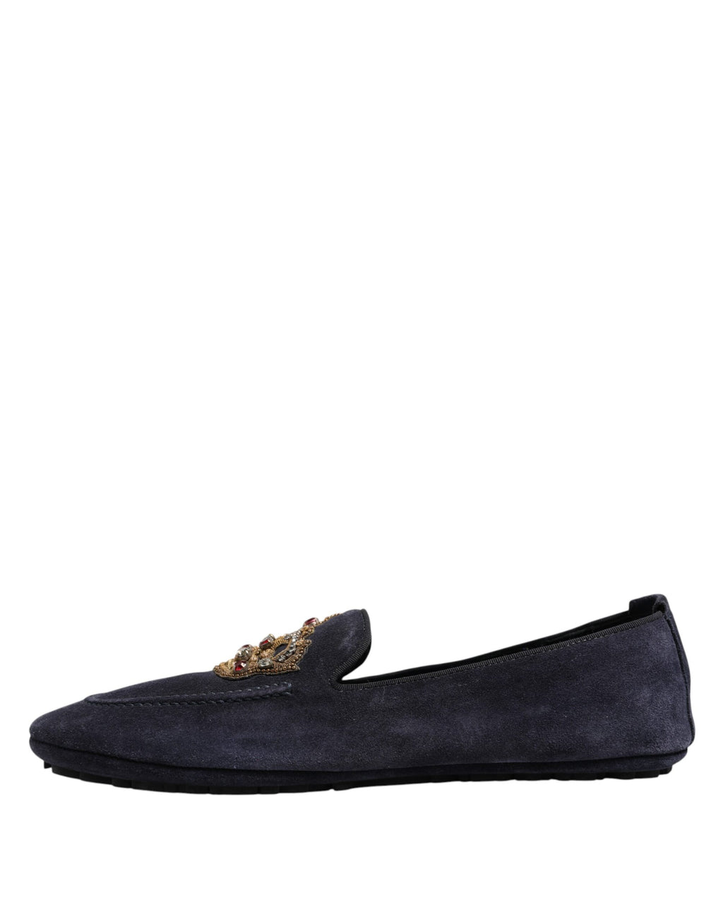 Dolce & Gabbana Blaue Wildleder Crown Crystal Loafers Kleid Schuhe