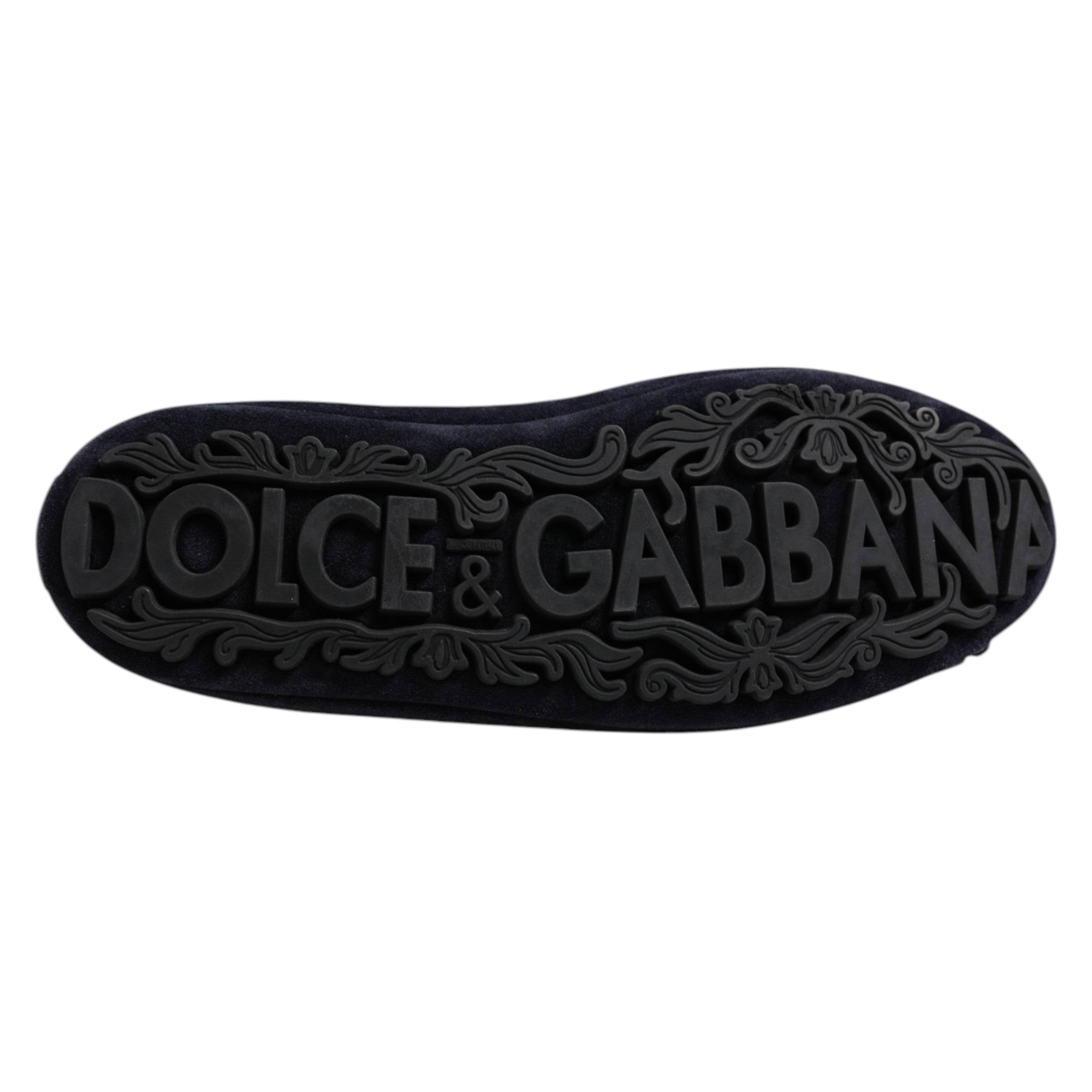 Dolce & Gabbana Blaue Wildleder Crown Crystal Loafers Kleid Schuhe