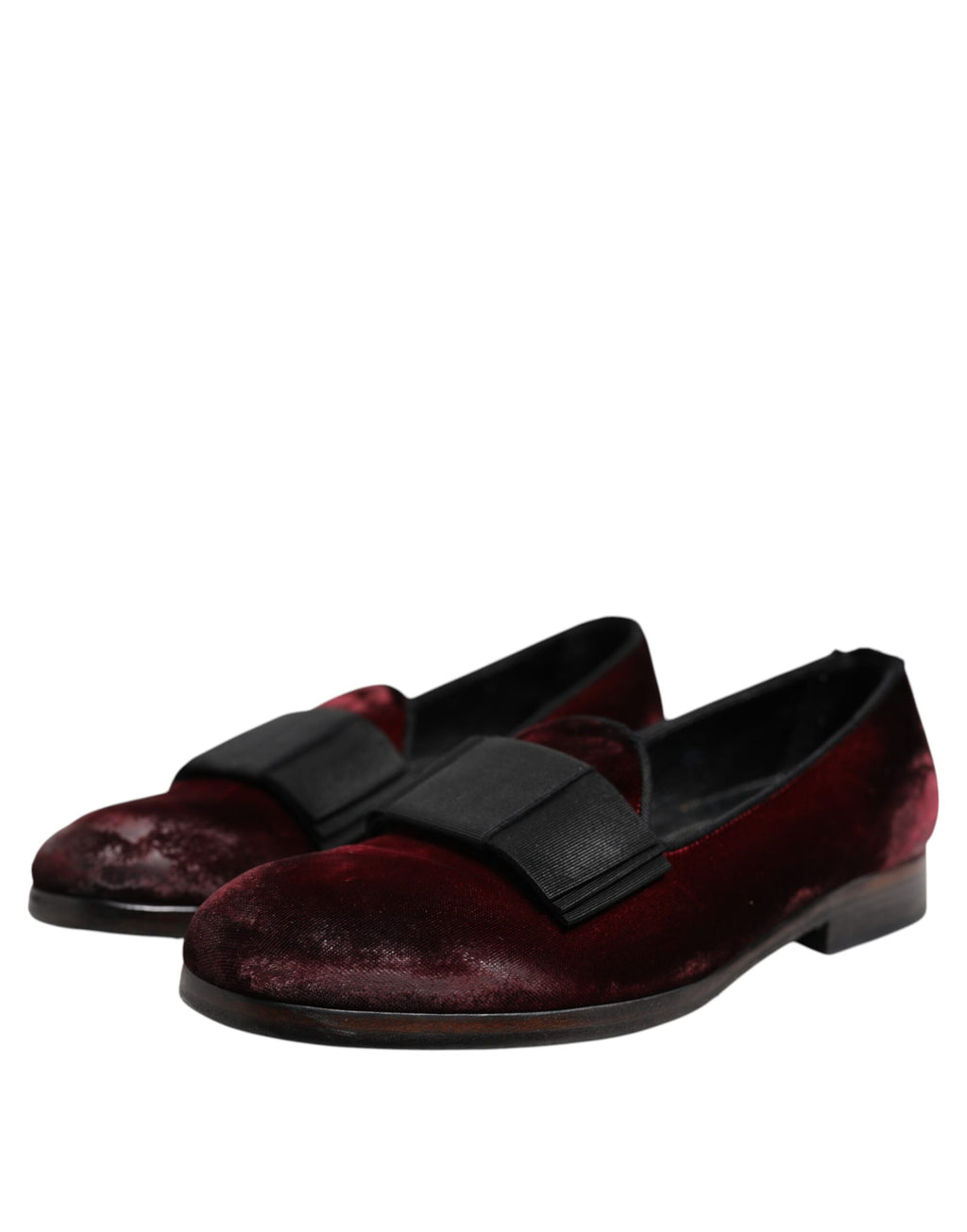 Dolce & Gabbana Rot Samt Männer Slip On Loafers Kleid Schuhe