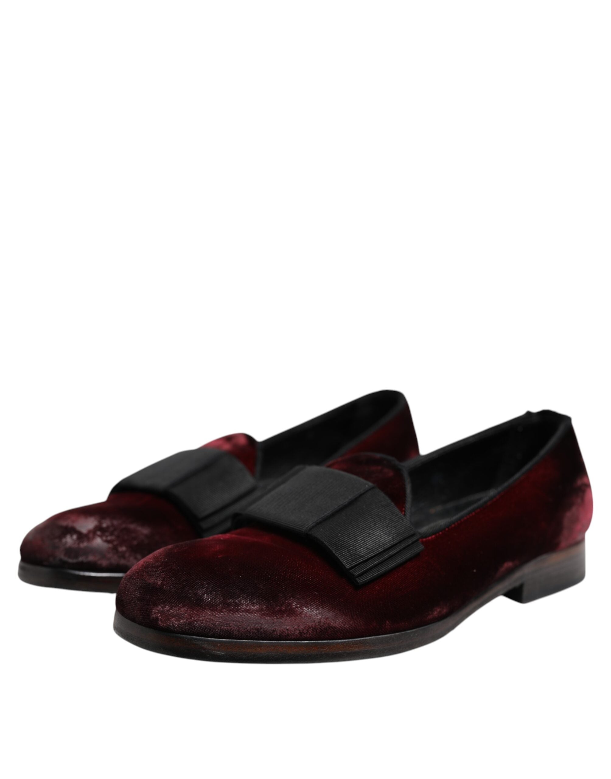 Dolce & Gabbana Rot Samt Männer Slip On Loafers Kleid Schuhe