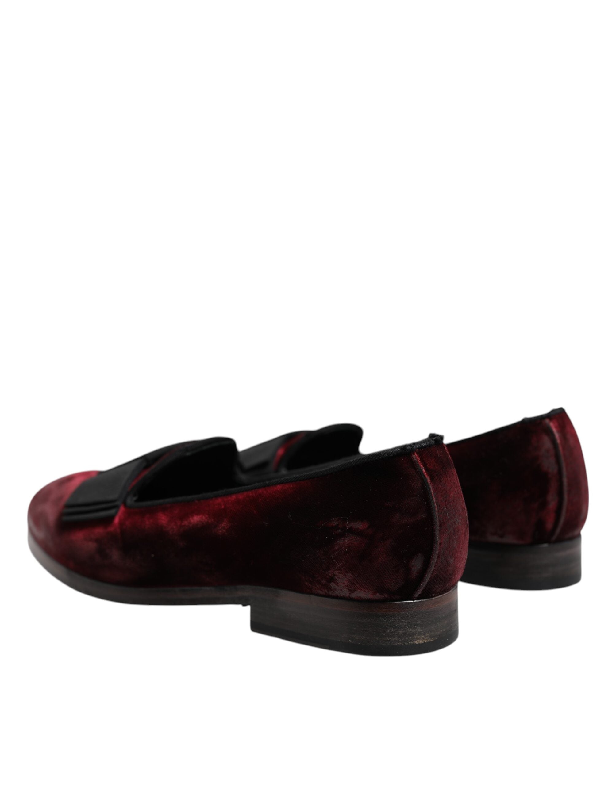 Dolce & Gabbana Rot Samt Männer Slip On Loafers Kleid Schuhe