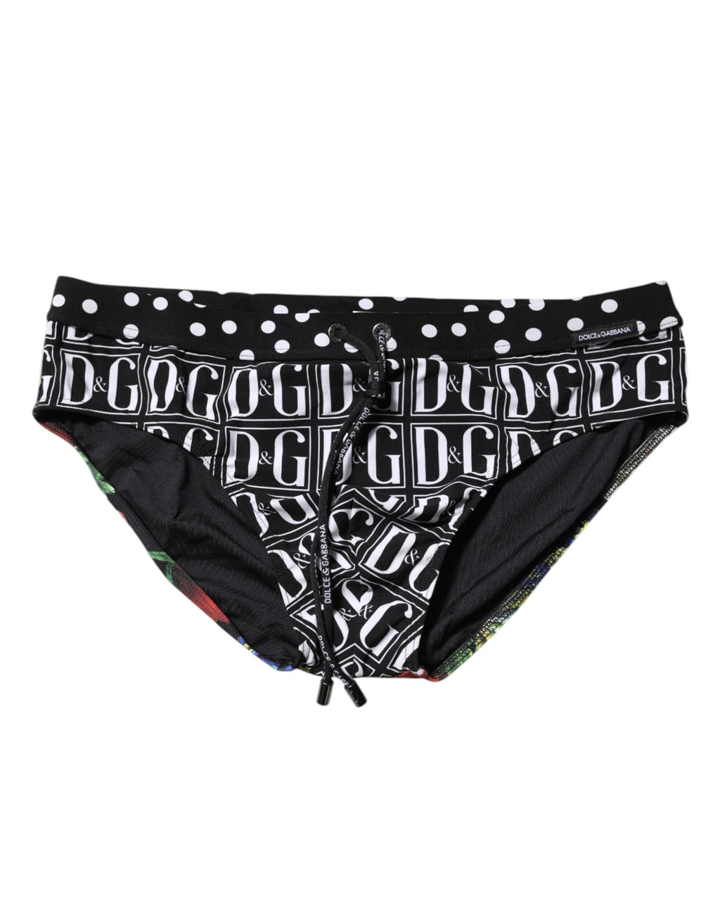 Dolce & Gabbana Black Floral Logo Beachwear Herren Badehose kurz