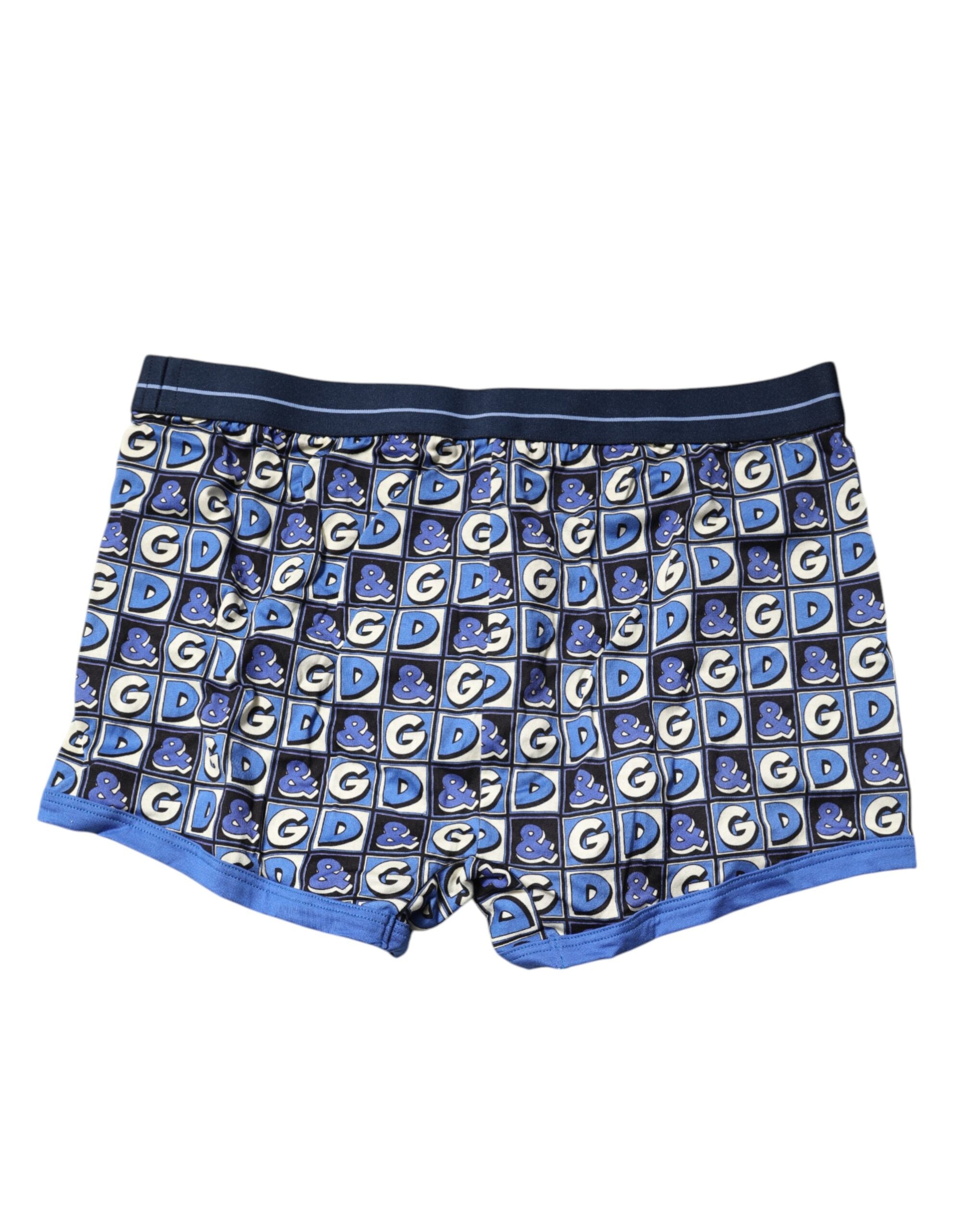 Dolce & Gabbana Blaue Baumwolle Logo-Druck Regular Boxer-Unterwäsche