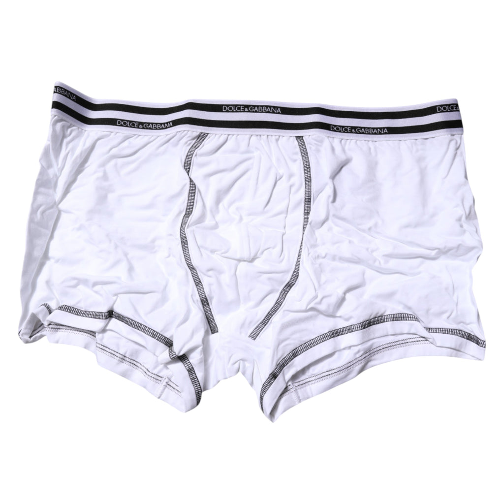 Dolce & Gabbana Weiße Cotton Stretch Regular Boxer Unterwäsche