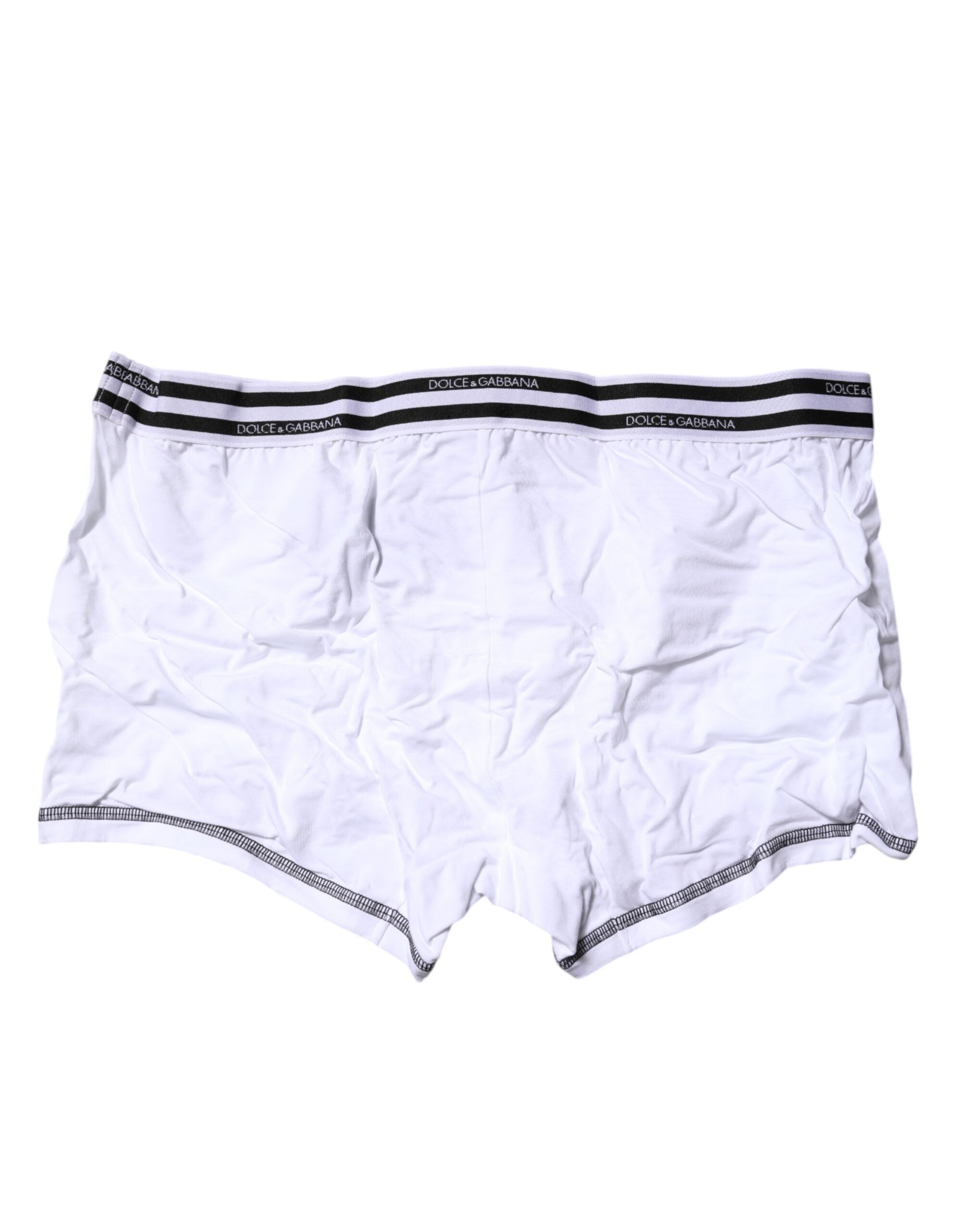 Dolce & Gabbana Weiße Cotton Stretch Regular Boxer Unterwäsche