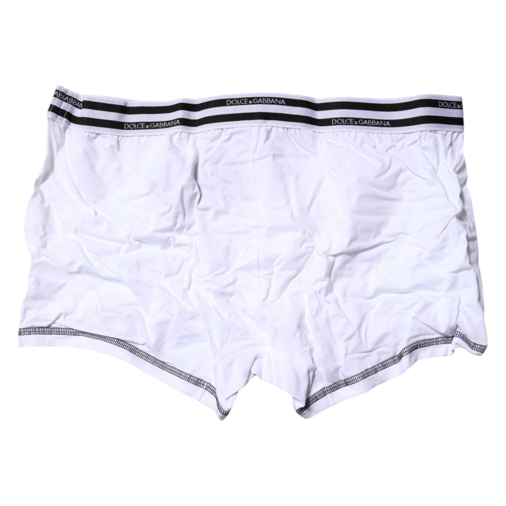 Dolce & Gabbana Weiße Cotton Stretch Regular Boxer Unterwäsche
