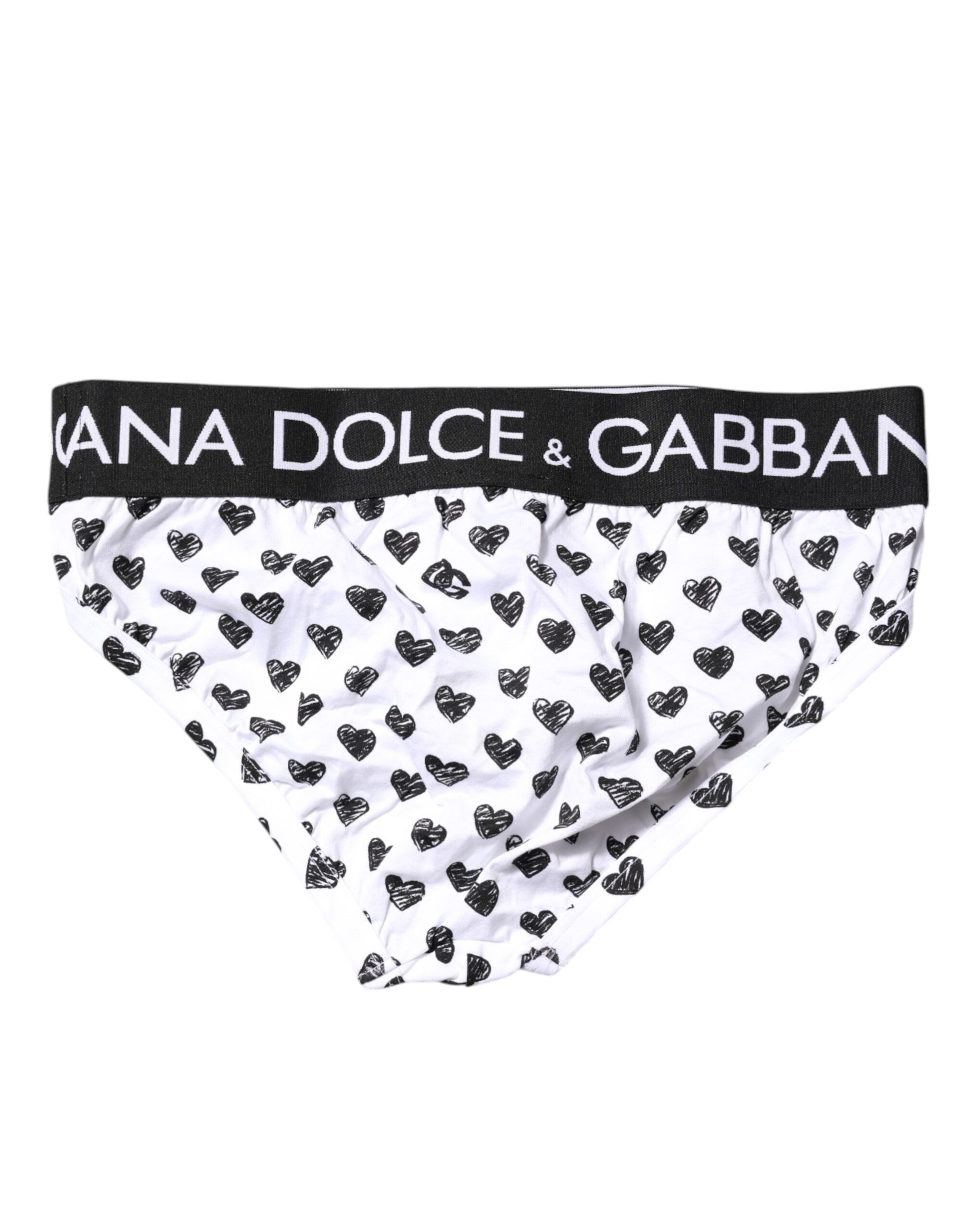 Dolce & Gabbana White Heart Printed Regular Slip Unterwäsche