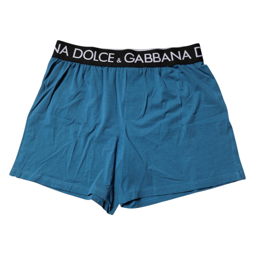 Dolce & Gabbana Blaue Logo Taille Regular Boxershorts Unterwäsche