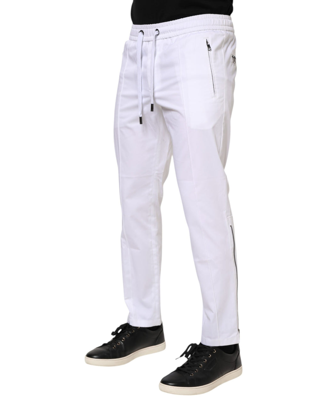 Dolce & Gabbana Weiße Baumwoll-Stretch-Logo-Jogger-Hose für Männer