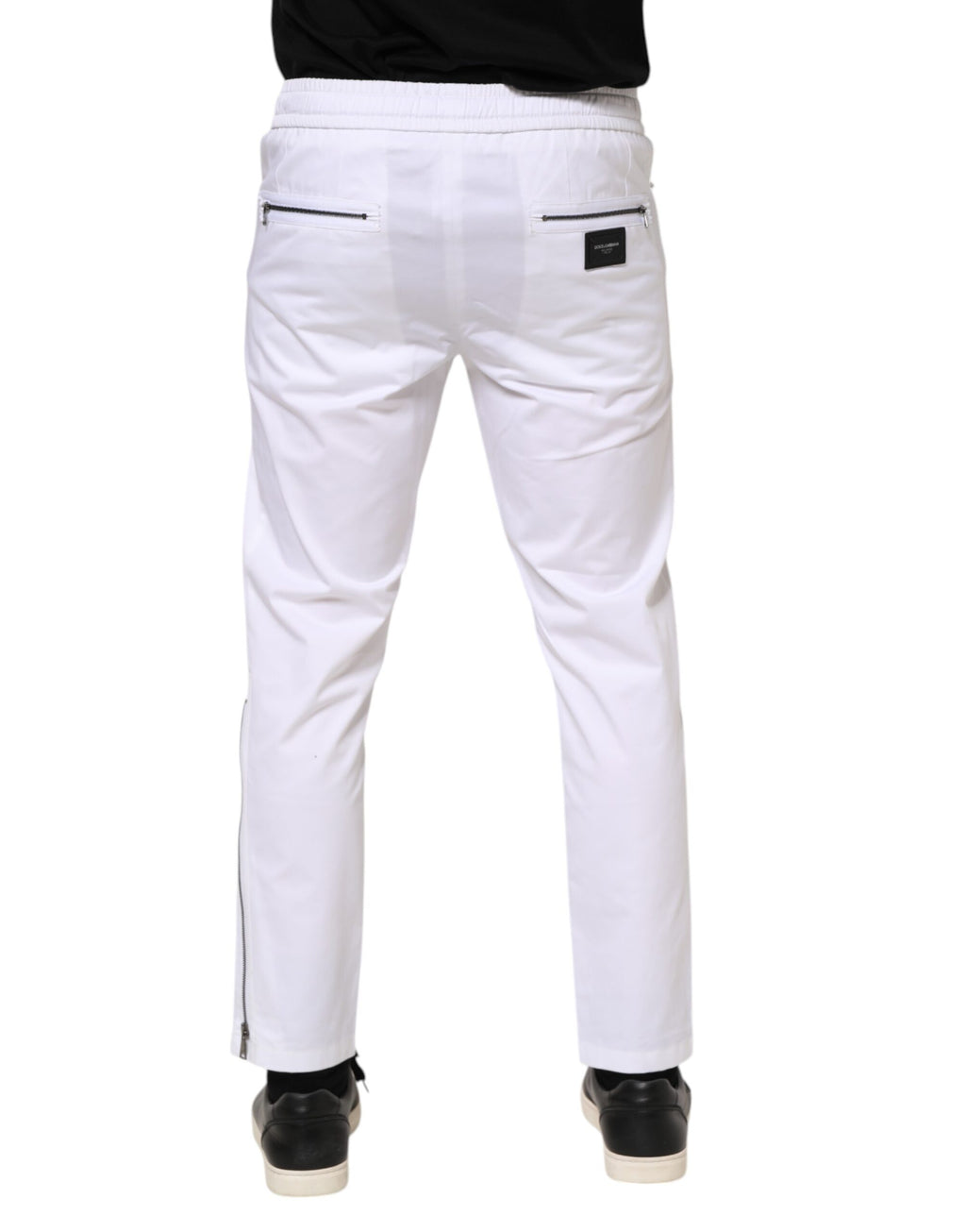 Dolce & Gabbana Weiße Baumwoll-Stretch-Logo-Jogger-Hose für Männer