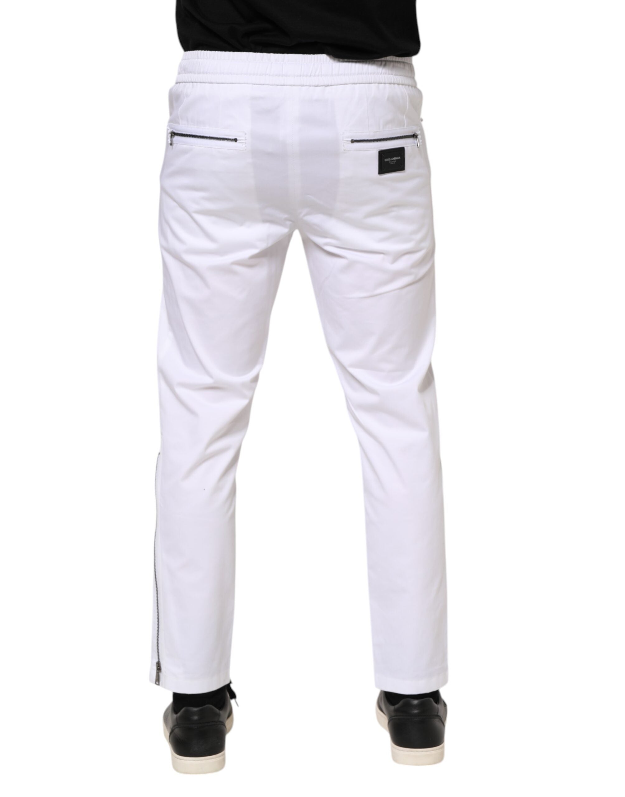 Dolce & Gabbana Weiße Baumwoll-Stretch-Logo-Jogger-Hose für Männer