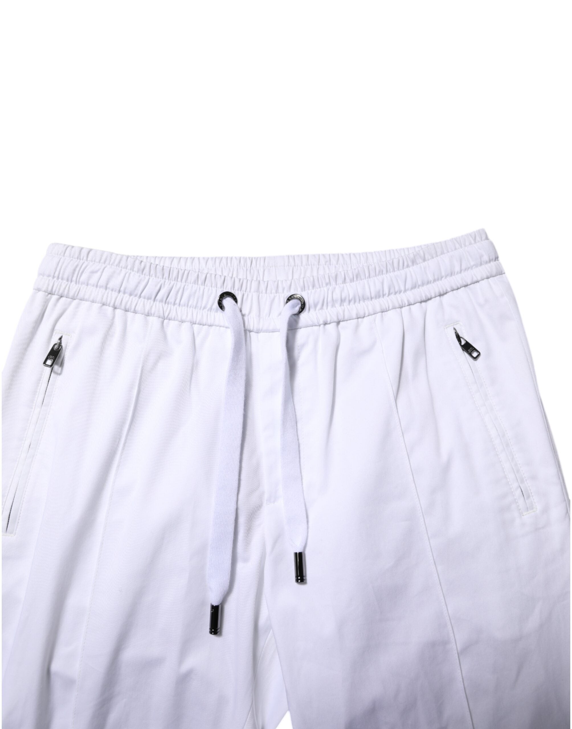 Dolce & Gabbana Weiße Baumwoll-Stretch-Logo-Jogger-Hose für Männer